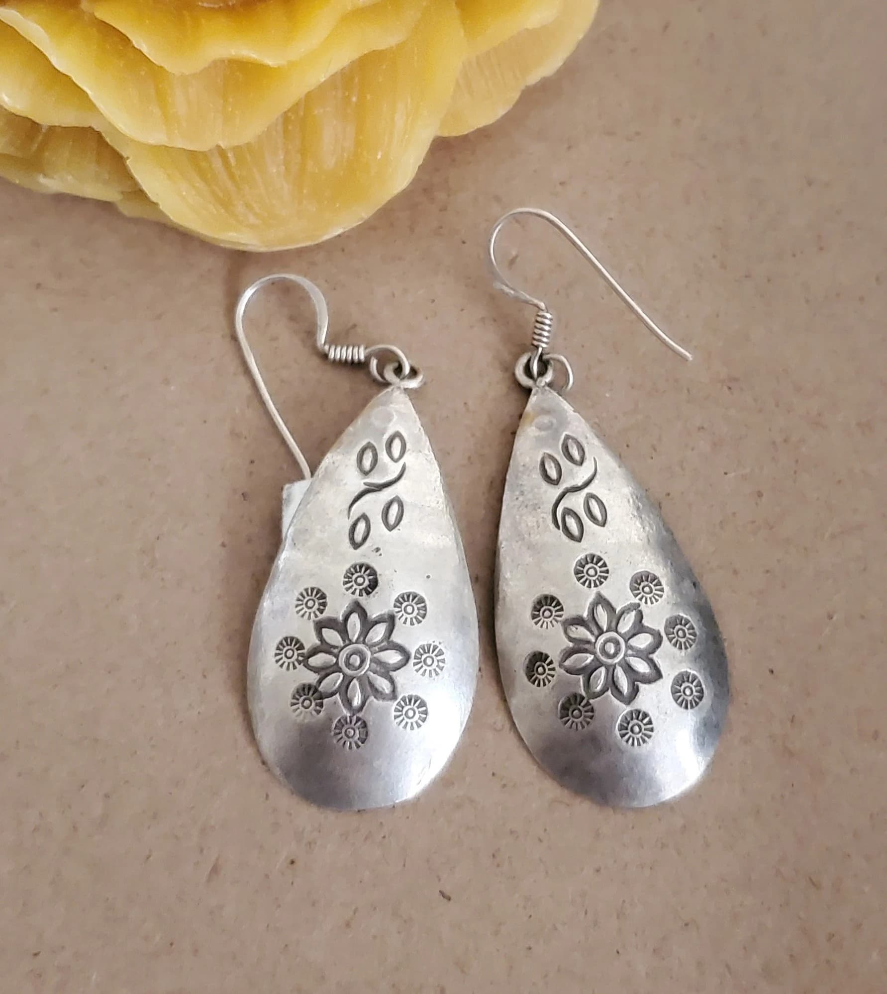 Moroccan Berber Sterling Silver Dangle Earrings: Floral Jewelry - image 4