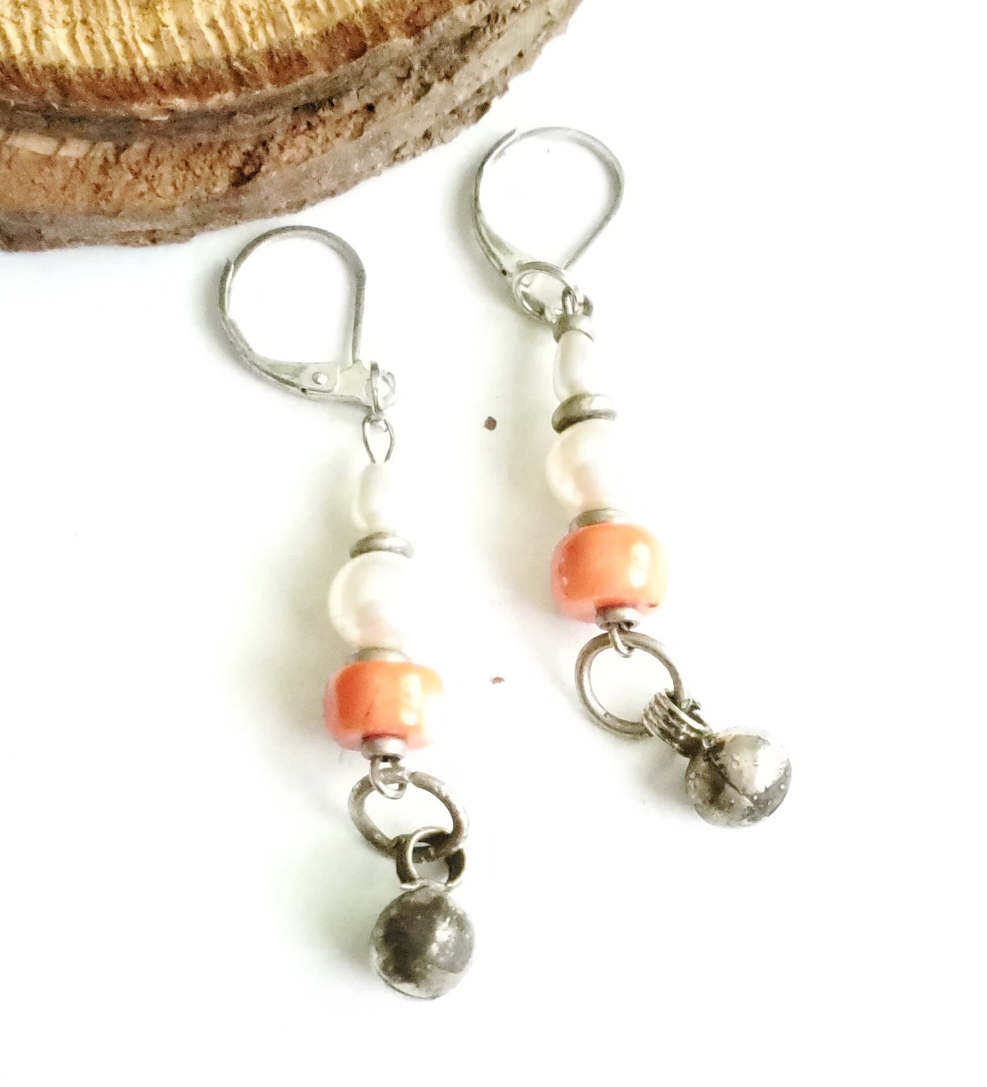 Antique Yemen Silver Coral Earrings with Bells: Bawsani Jewelry - image 5