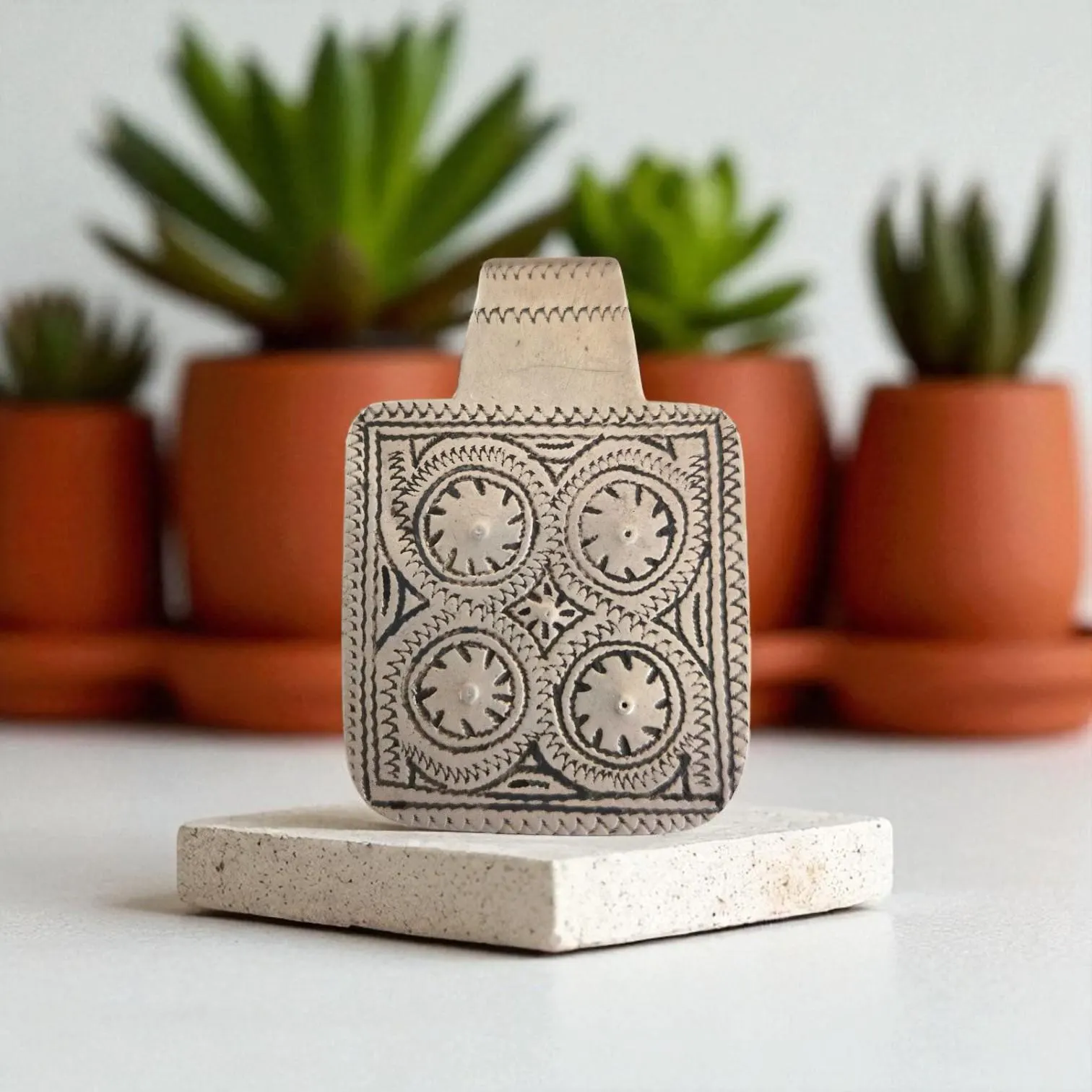 Antique Berber Pendant: Moroccan Silver Enamel Amulet, Tribal Jewelry