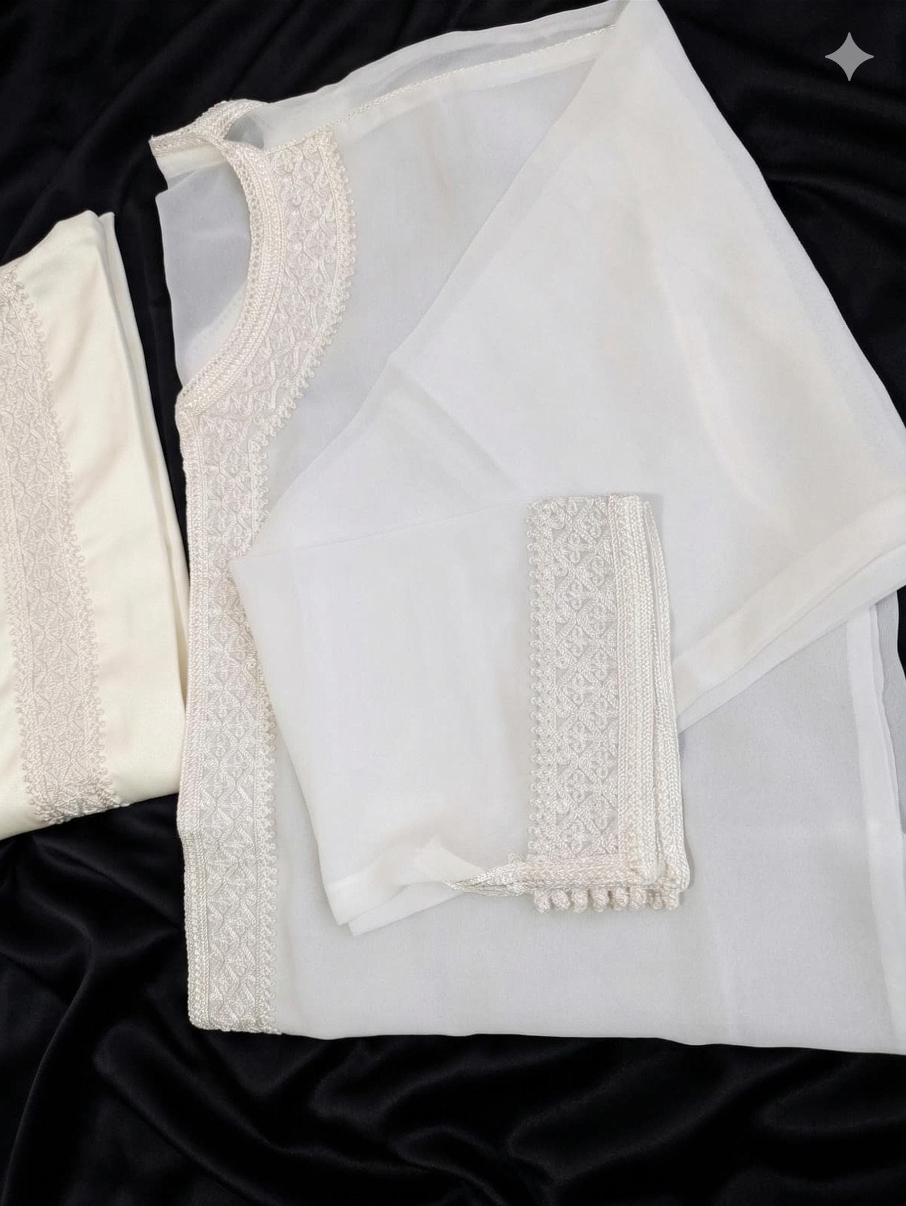 Moroccan Men's Jabador and Thobe Set - long white Wedding Kaftan for Grooms - image 4