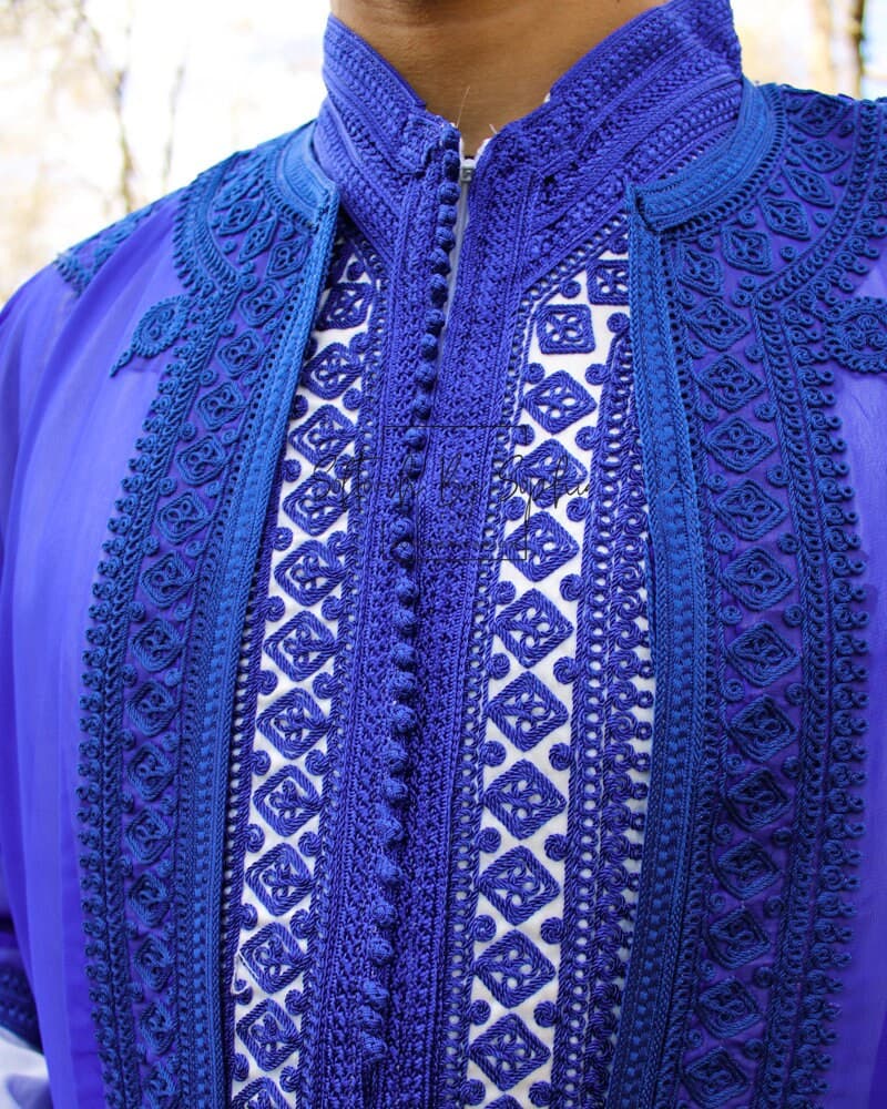 jabador, mens wedding kaftan, nikkah outfit,garment  for groom- Royal Blue - image 3