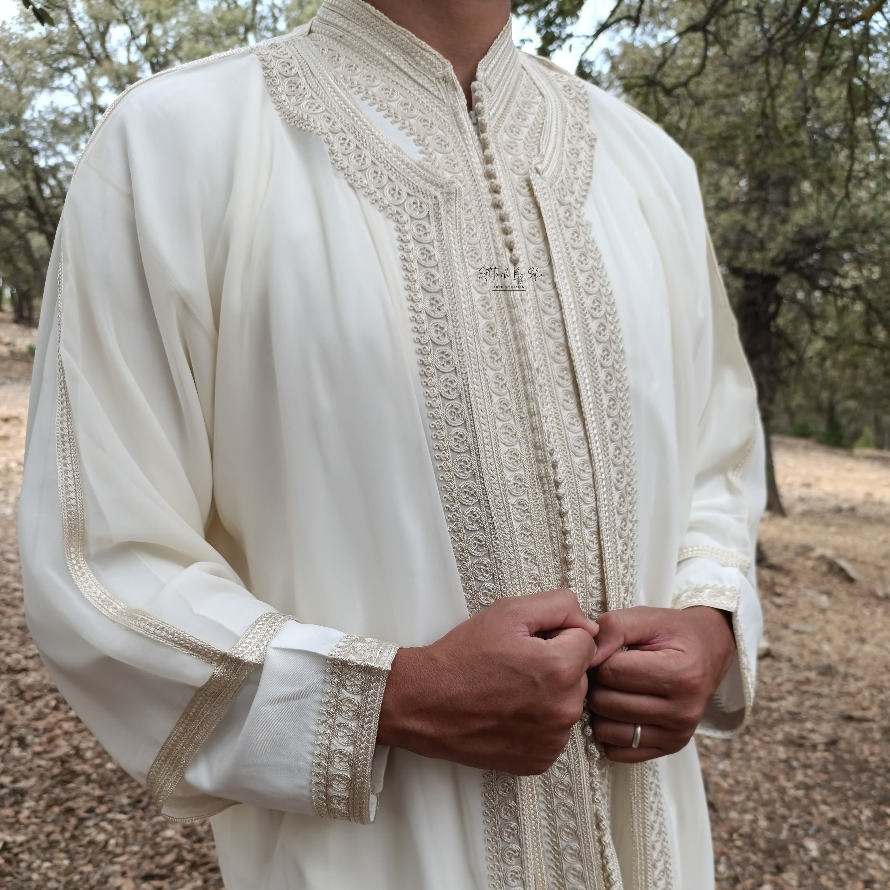 jabador men ,3 pieces moroccan wedding kaftan ,groom outfit - image 3