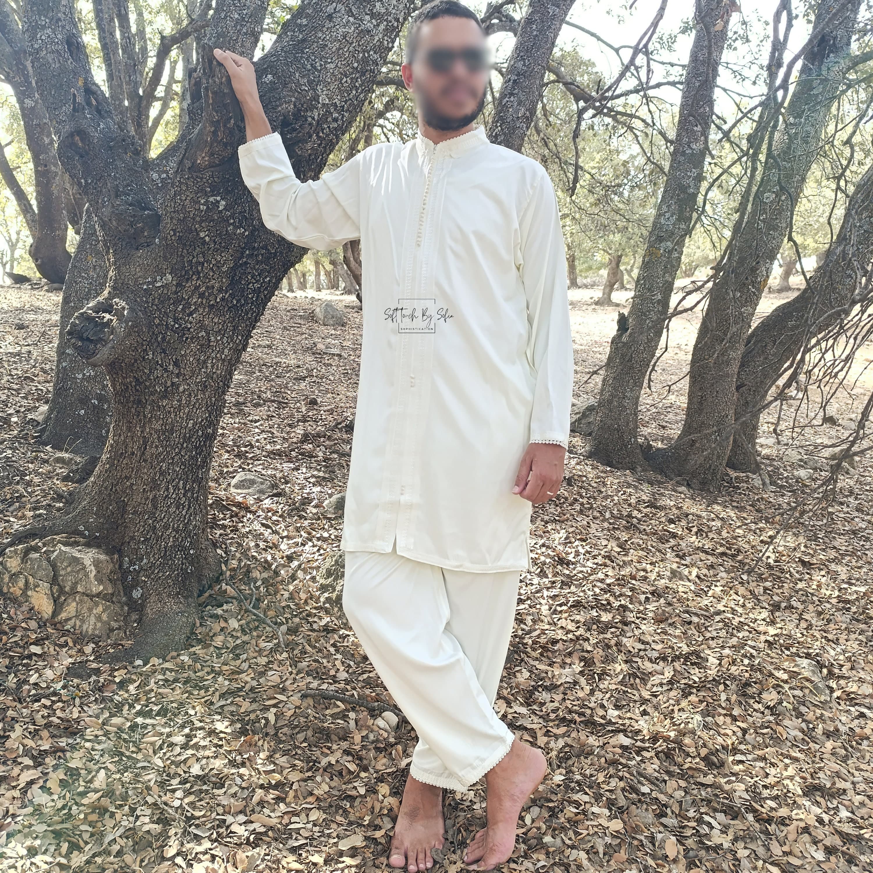 white 2 pieces jabador for men