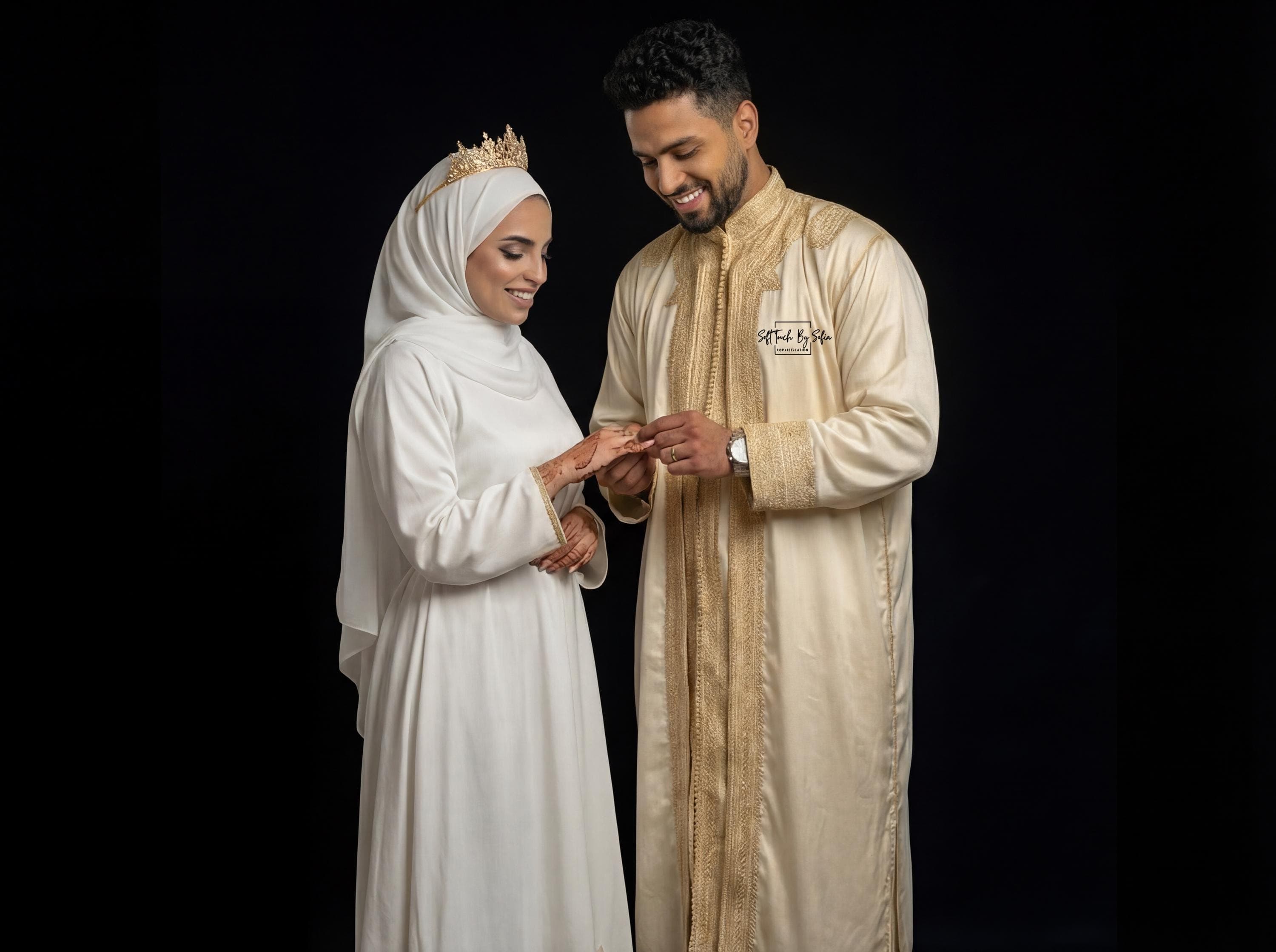Embroidered  Moroccan Jabador - Three Piece Men's Wedding Kaftan for Nikah - image 5