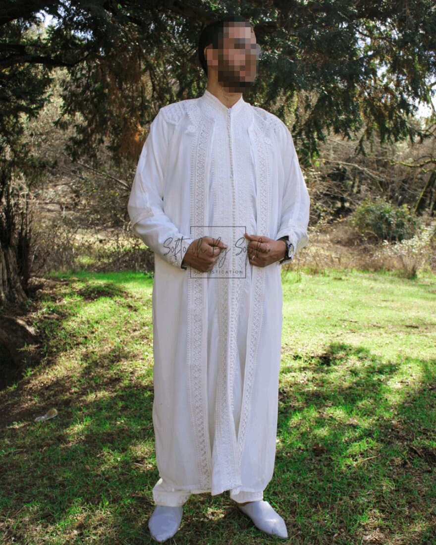 Moroccan Jabador Men's Kaftan , long 3-Piece Wedding outfit , nikkah garment - image 3