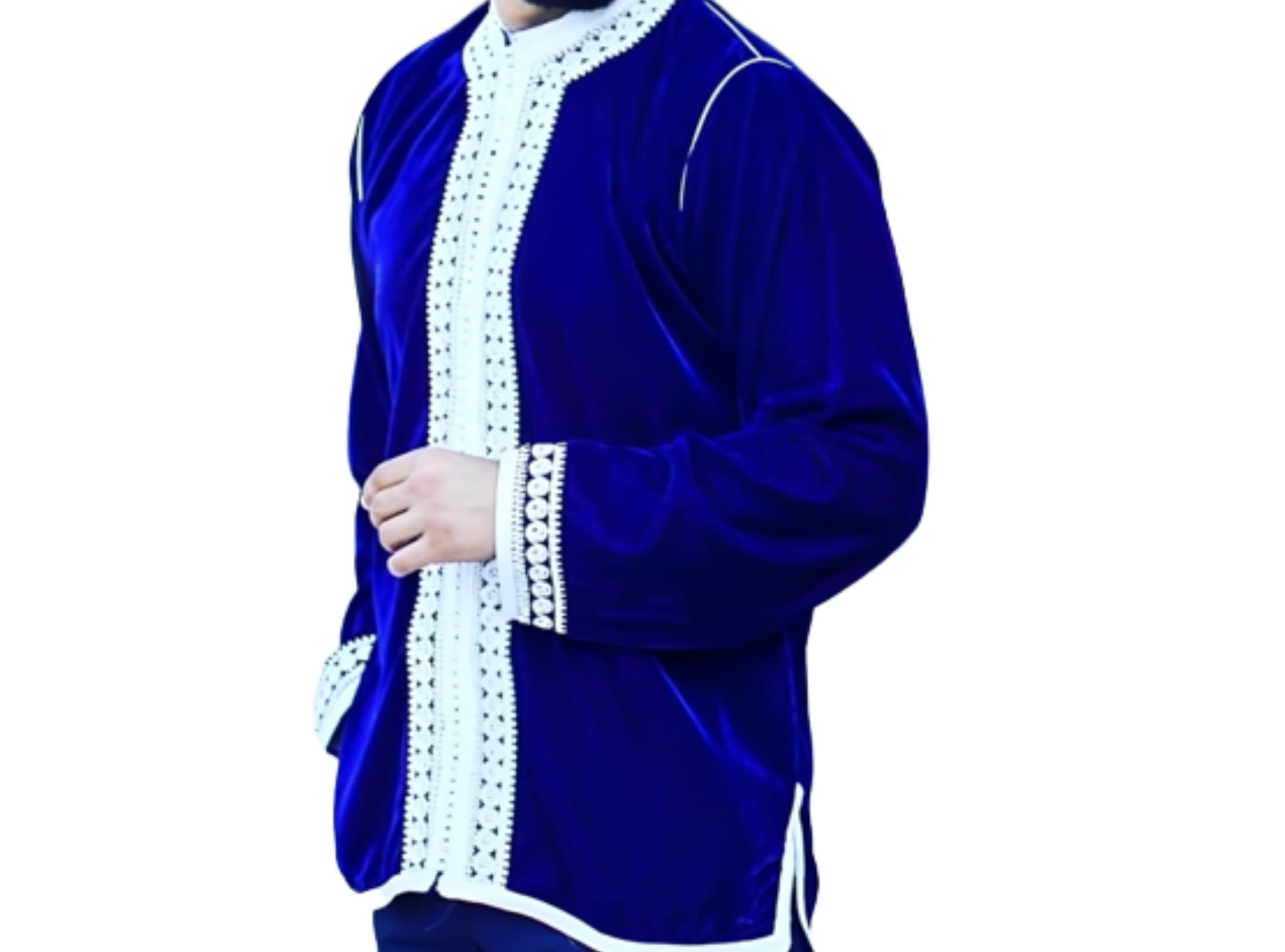 Embroidered Velvet Moroccan Jacket Men