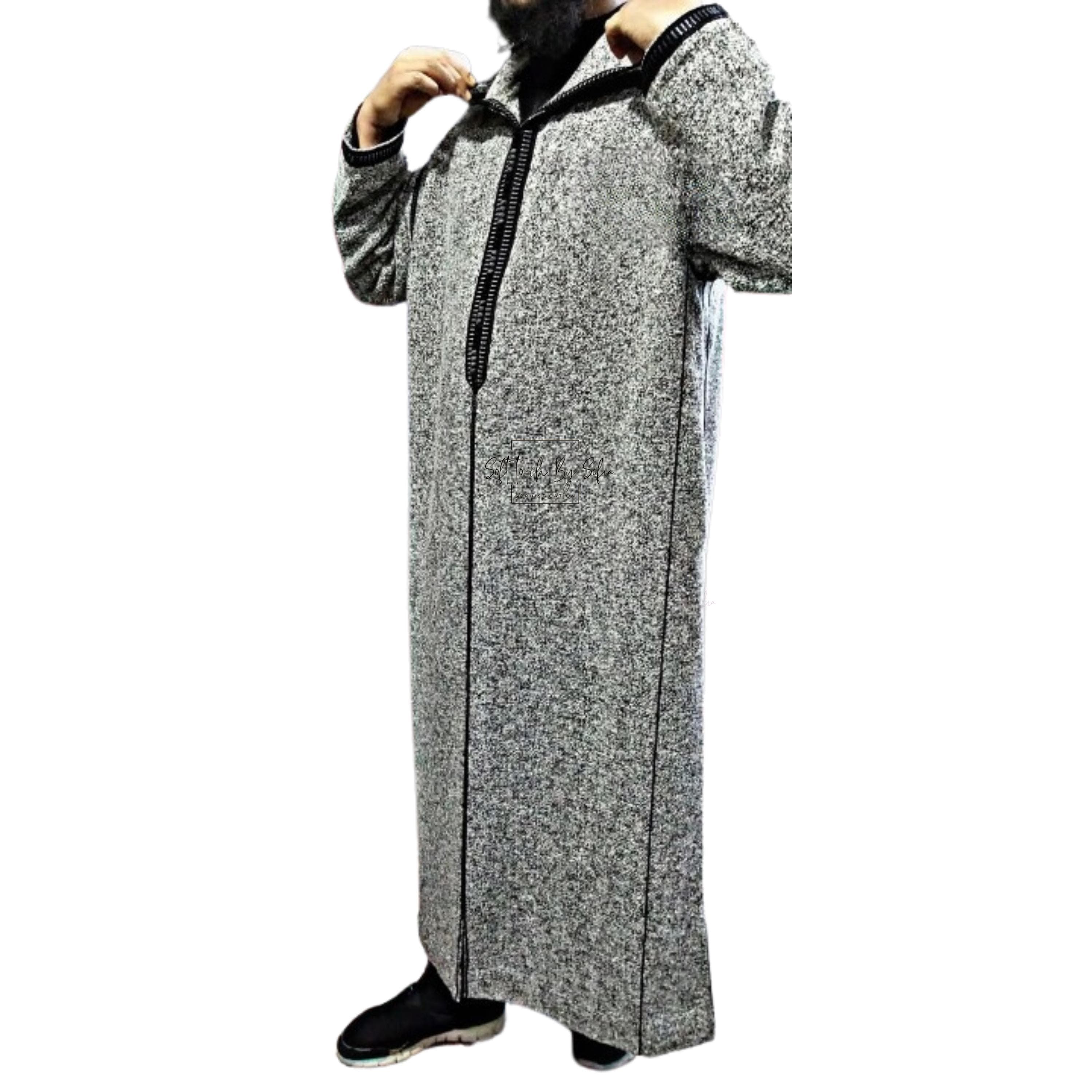 winter thobe,Moroccan wool djellaba , hooded coat men