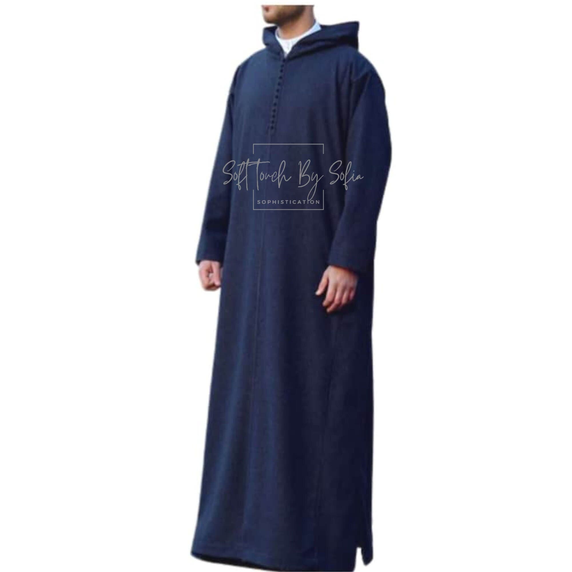 Winter Hooded Thobe: Traditional Moroccan Wool Djellaba and Warm Wool Coat for Men
