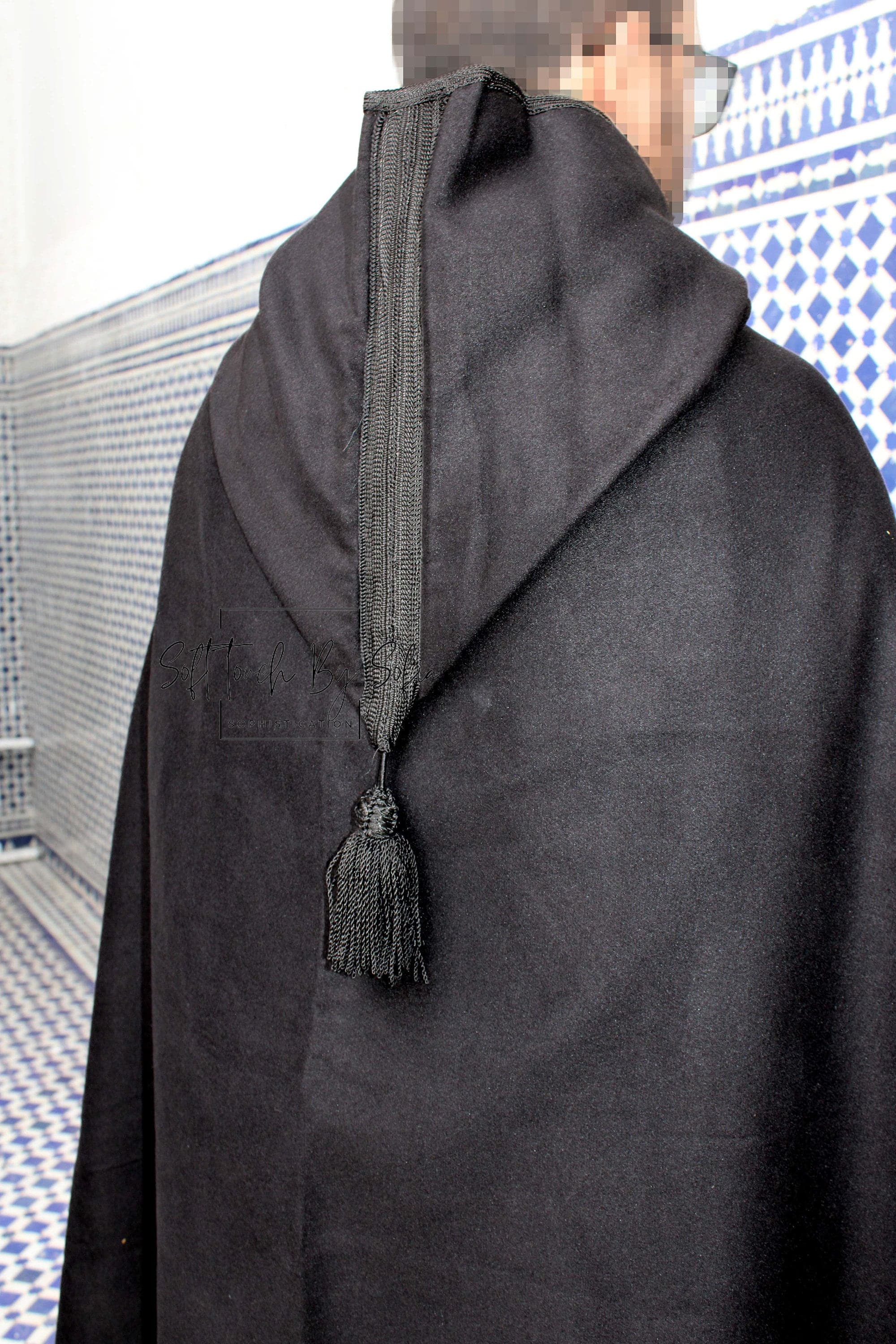 black cloak with hood, selham,Moroccan burnous ,winter cape men - image 5