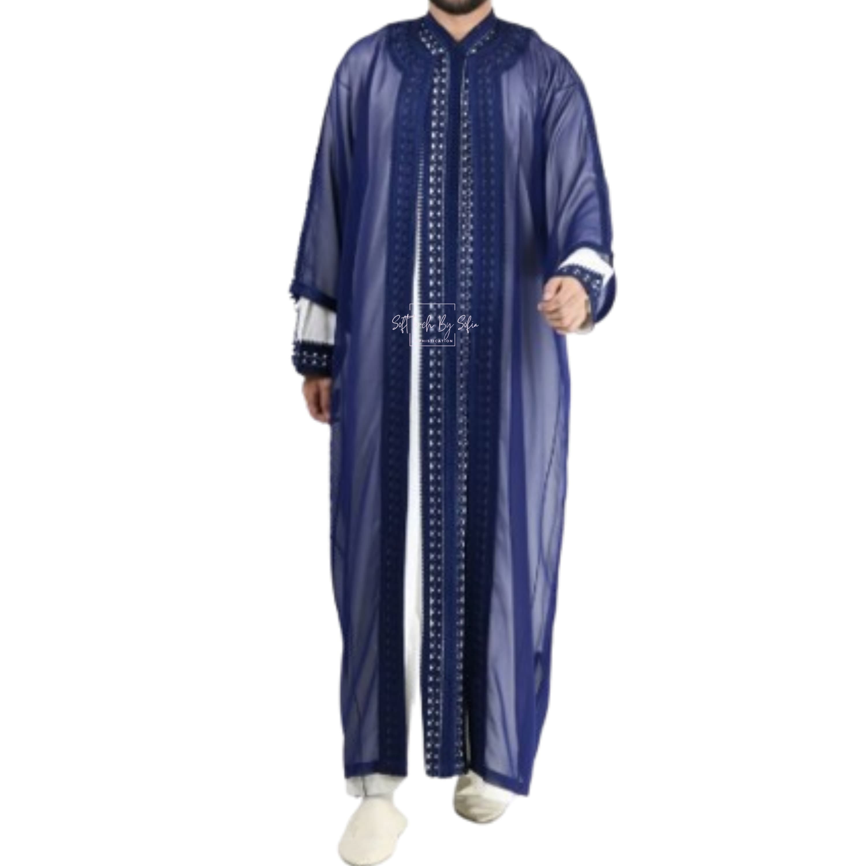 Moroccan Jabador Men's Kaftan , Long Wedding outfit , nikkah garment - image 5