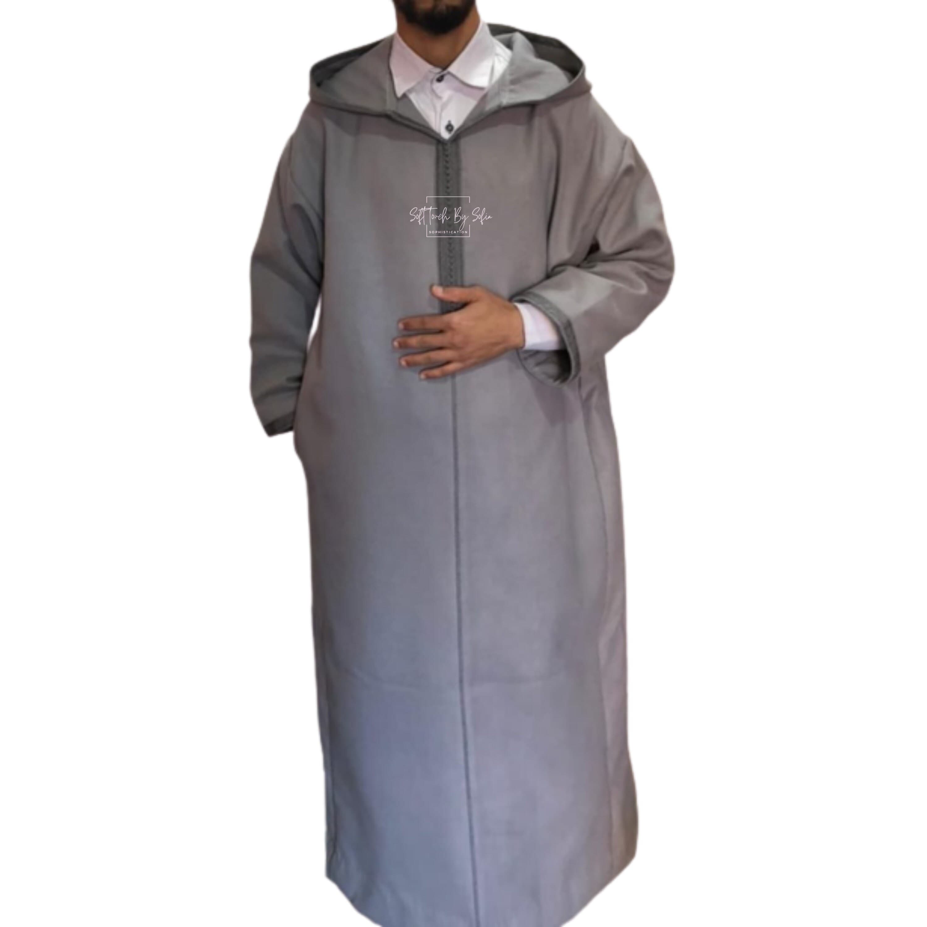 winter hooded  thobe , Moroccan wool djellaba, ,warm wool coat men - image 4