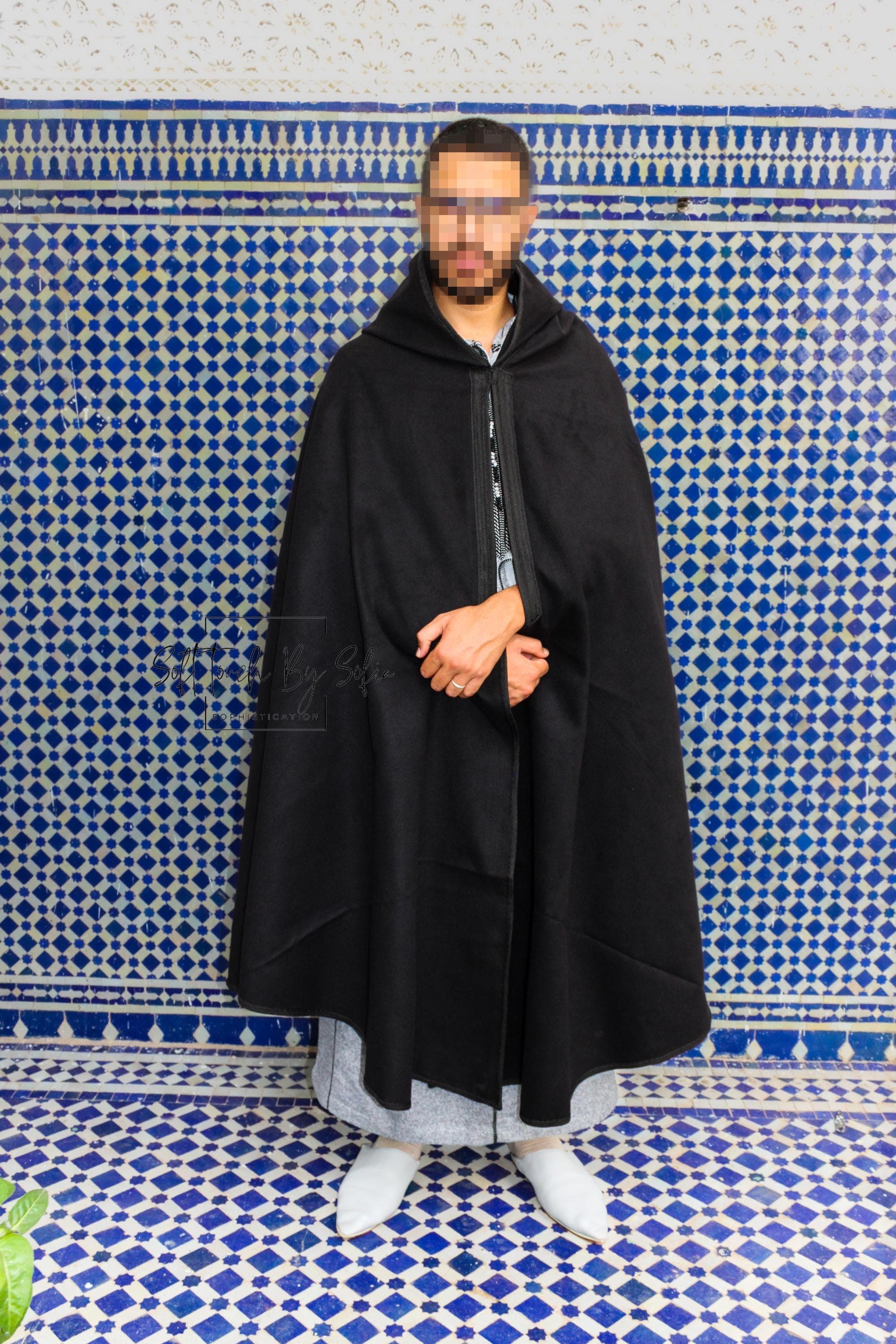 Navy hooded winter cloak , selham, cloak with hood ,Moroccan burnous - image 4