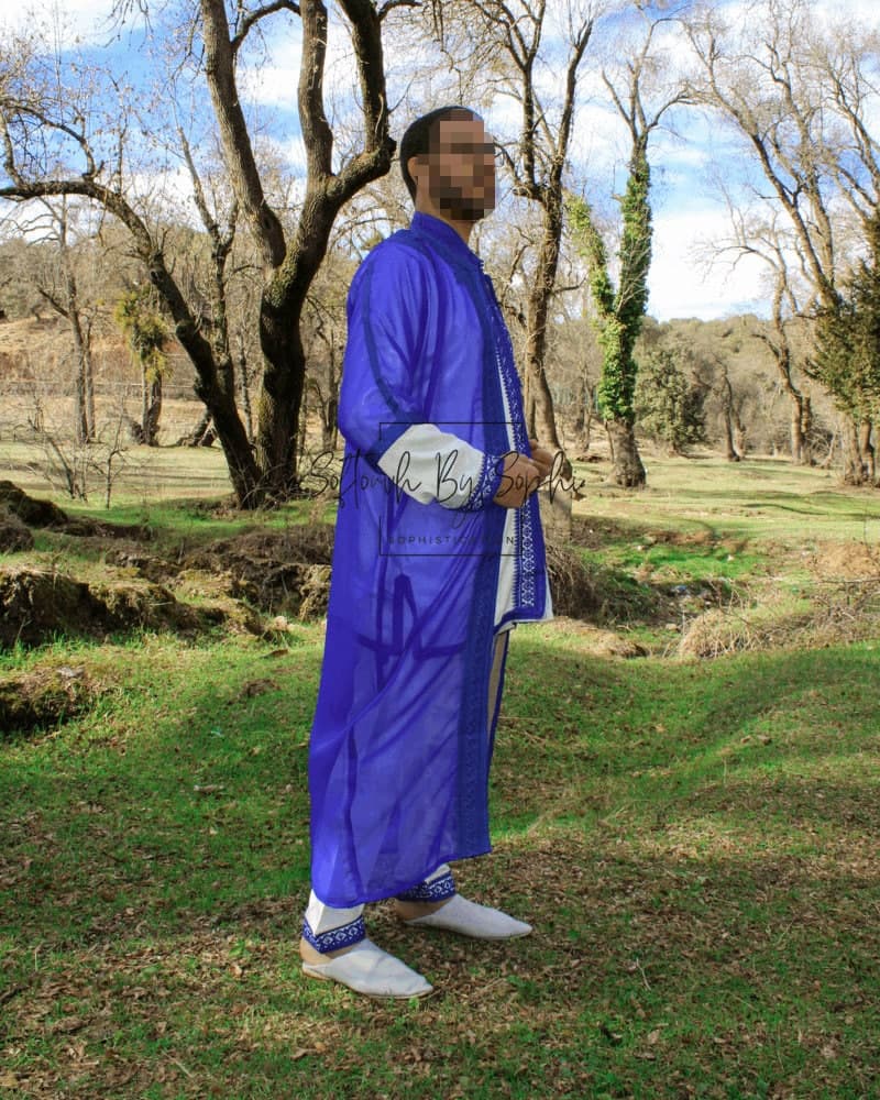 jabador, mens wedding kaftan, nikkah outfit,garment  for groom- Royal Blue - image 5