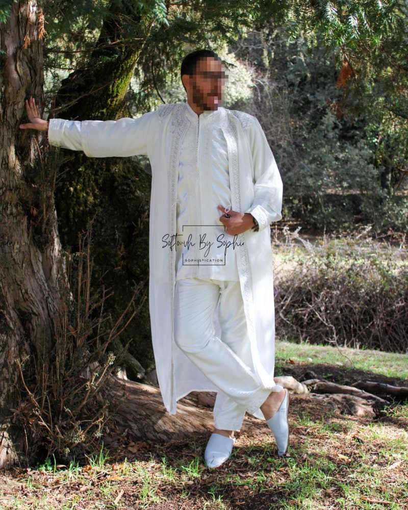 white jabador ,  mens wedding kaftan , nikkah outfit - image 5