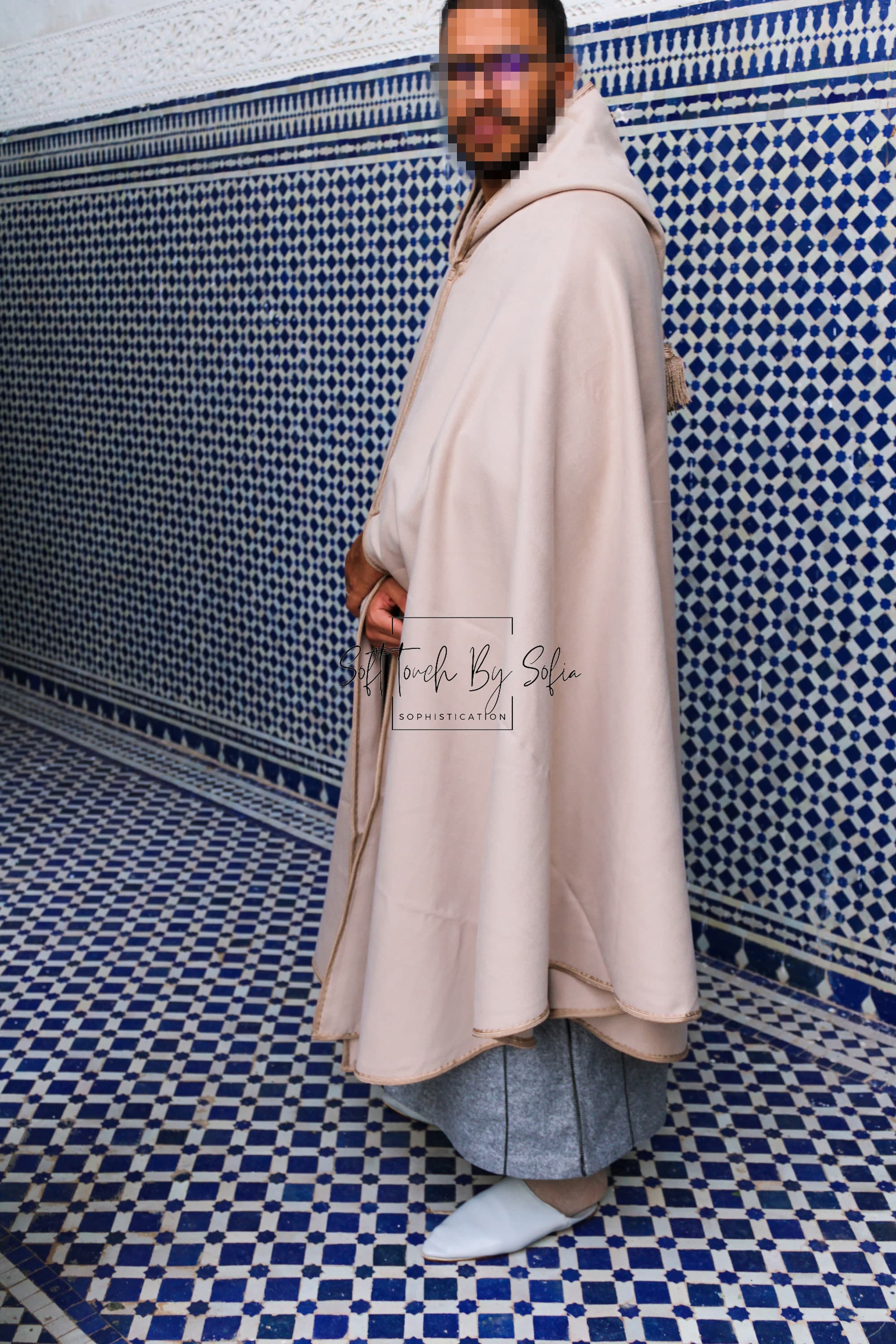 Burnous ,Selham,hooded winter cloak , cloak with hood  -BEIGE - image 5