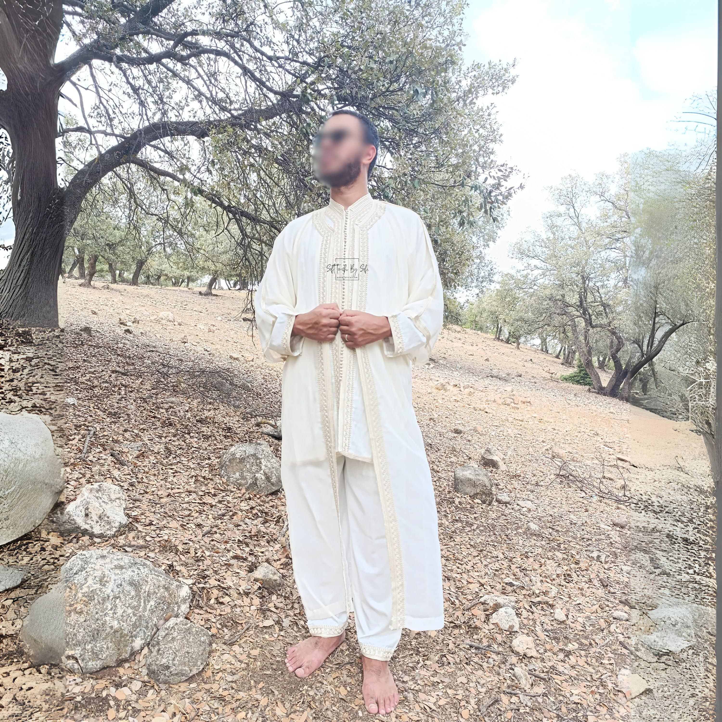 jabador ,wedding kaftan men,nikkah outfit-Beige - image 4