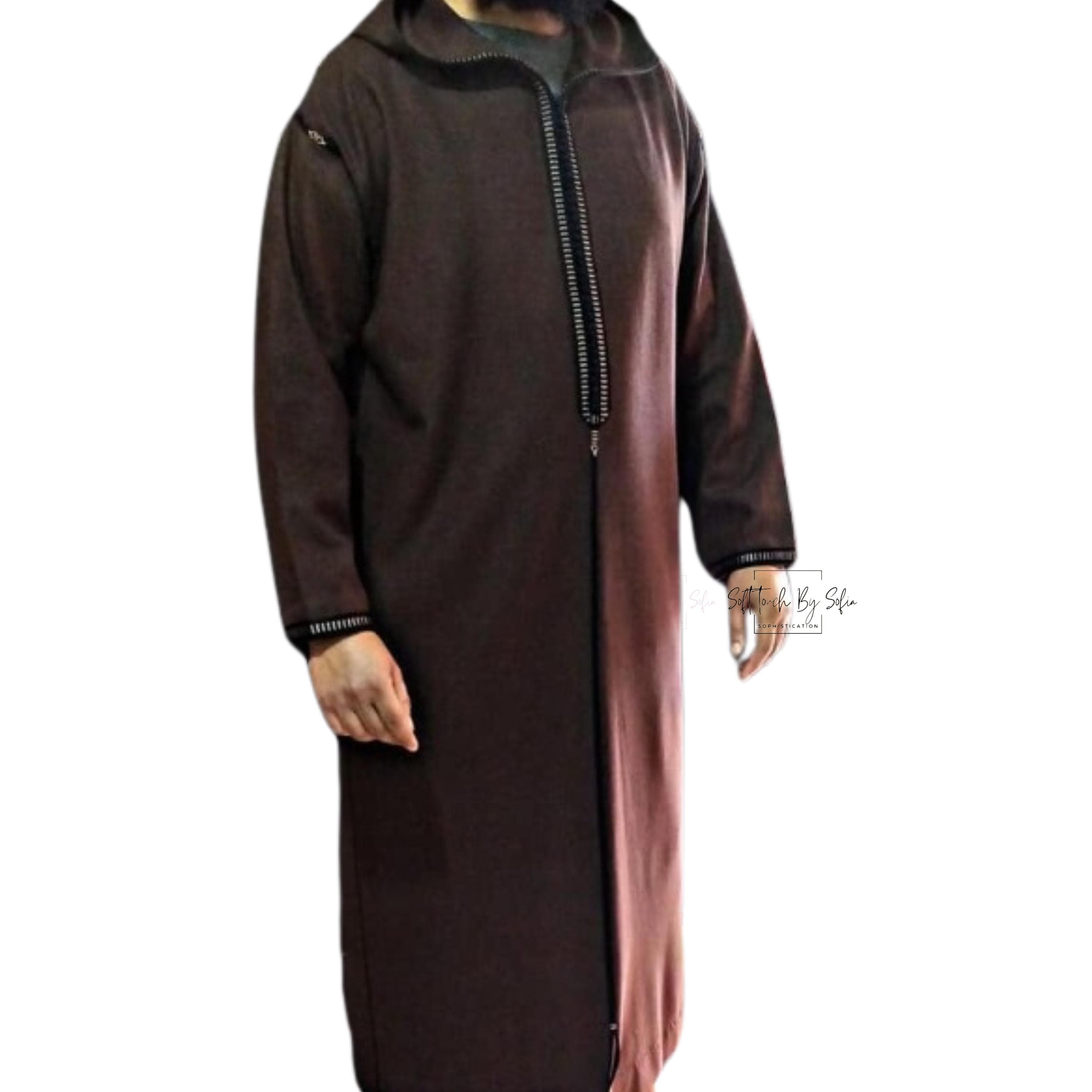 Moroccan Wool Djellaba ,Winter Hooded Thobe Coat - image 4