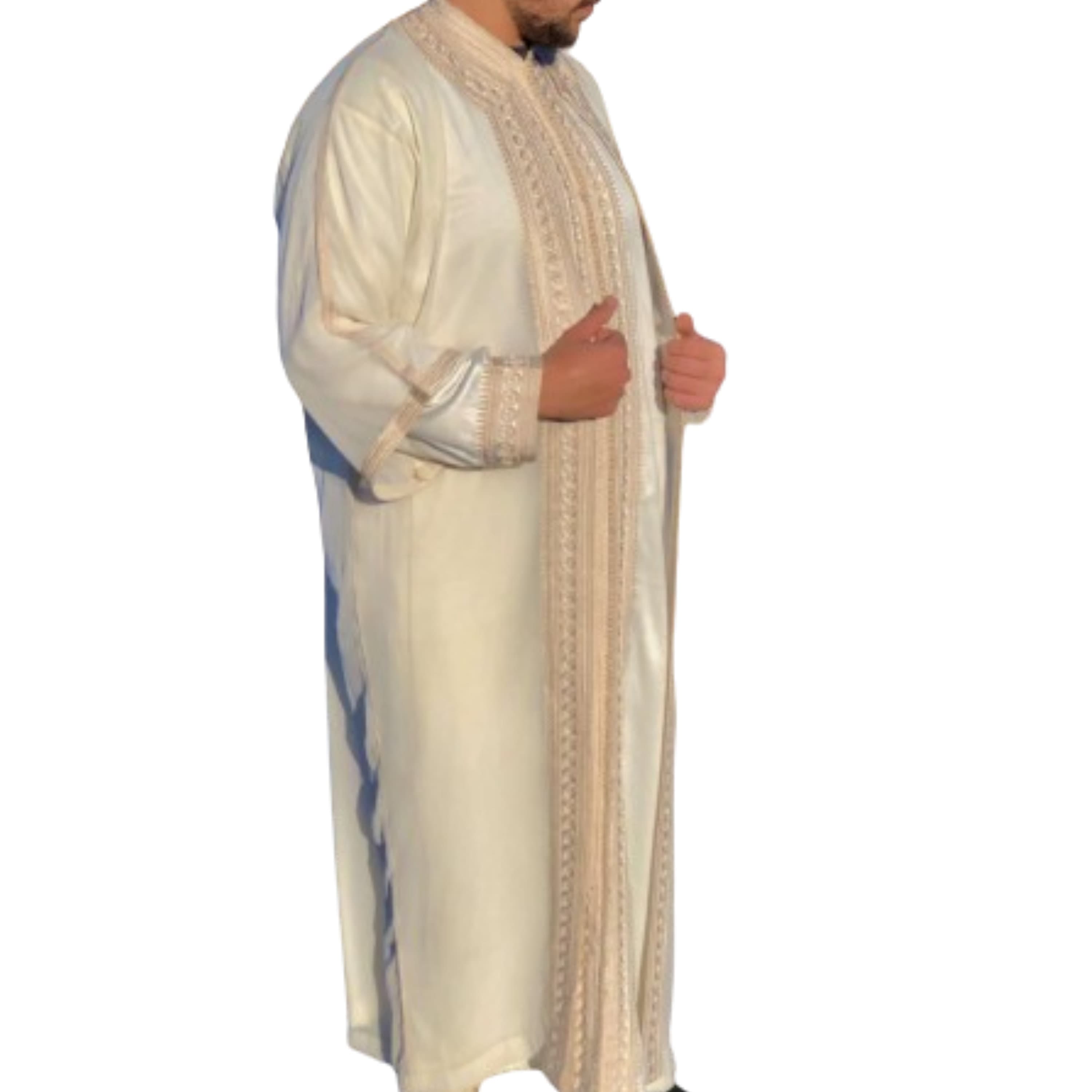 Moroccan Jabador Men's Kaftan , long 3-Piece Wedding outfit , nikkah garment - image 5
