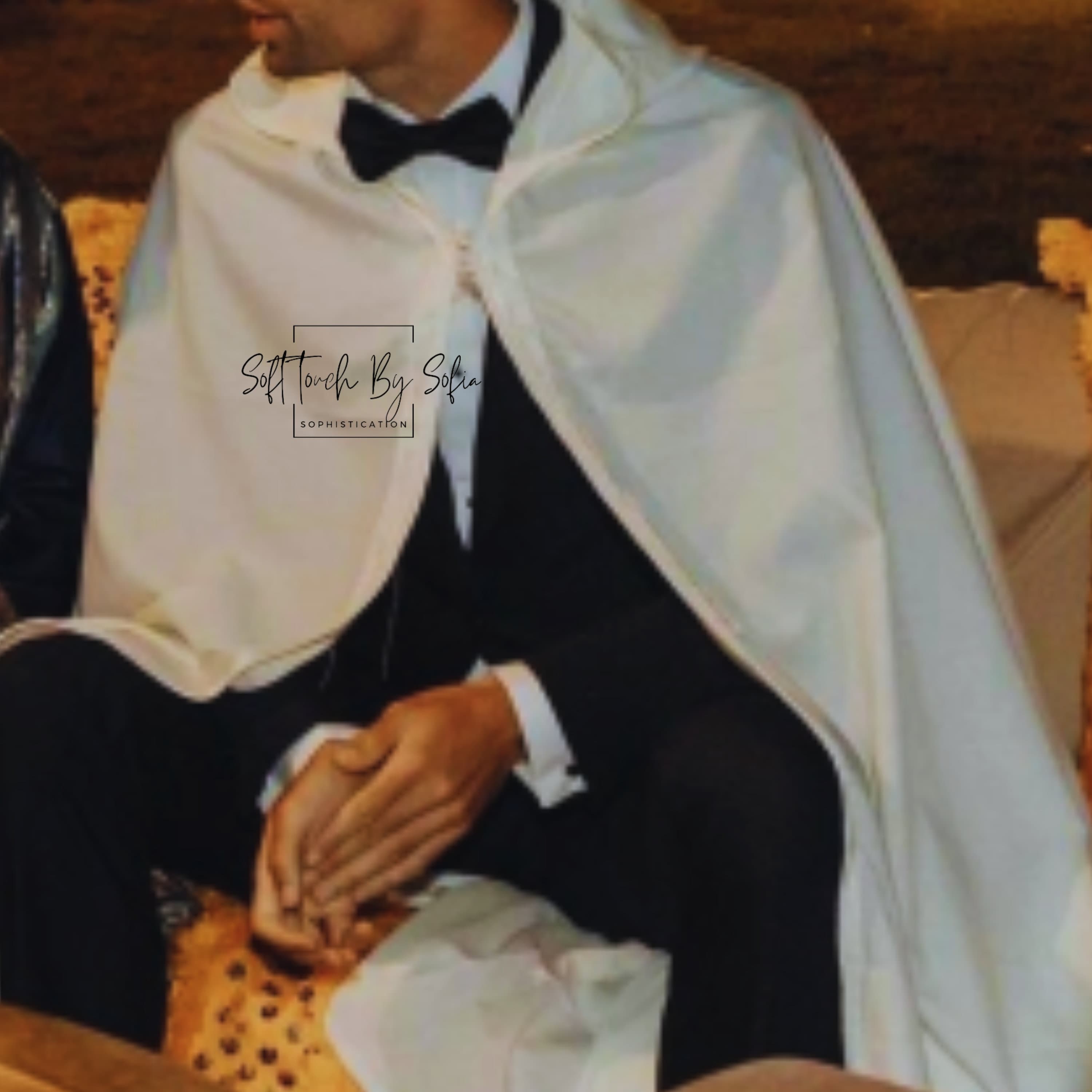 White Linen Selham with Hood - Traditional Burnous Cloak and Pure Linen Cape for Men
