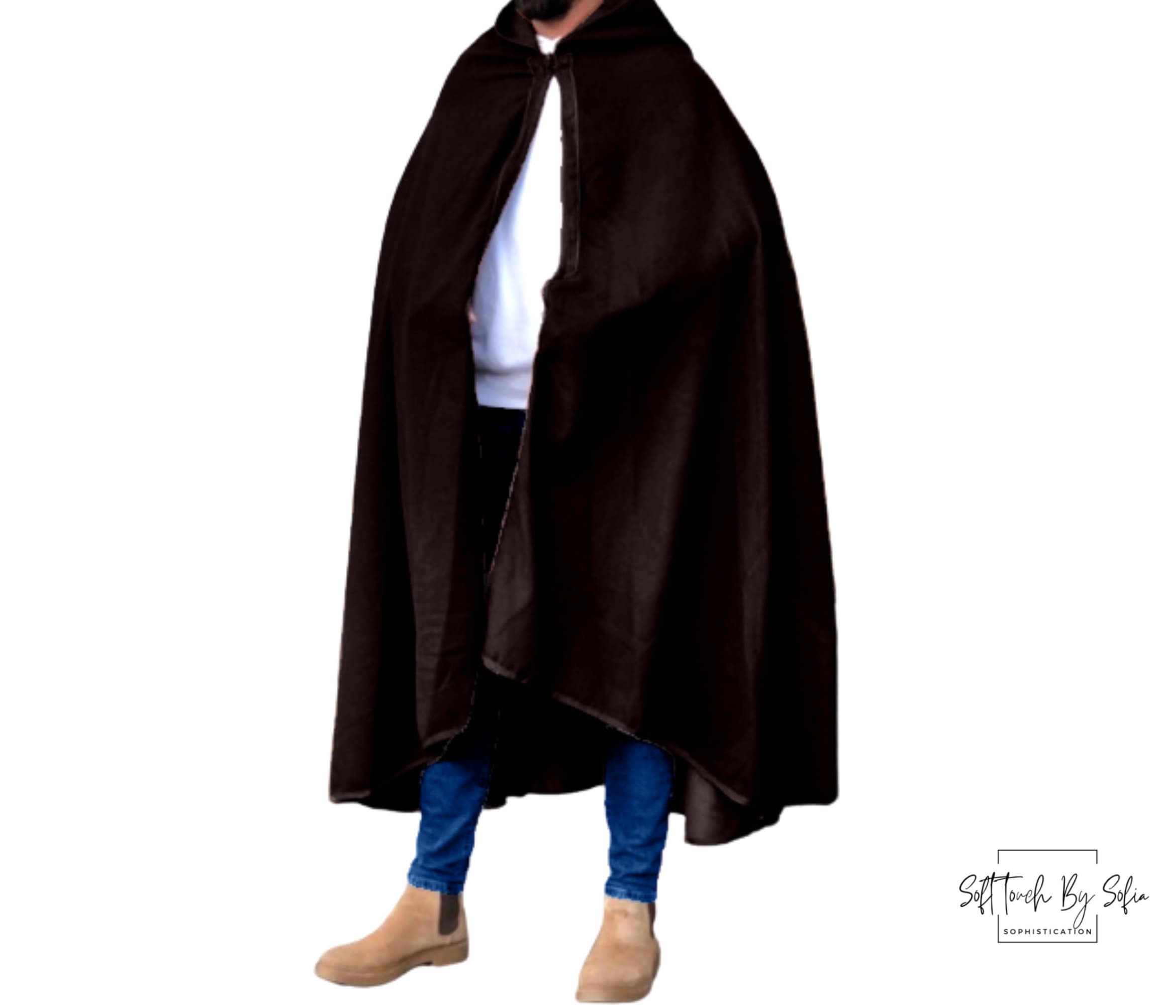 hooded winter cloak , selham, black cloak with hood , burnous