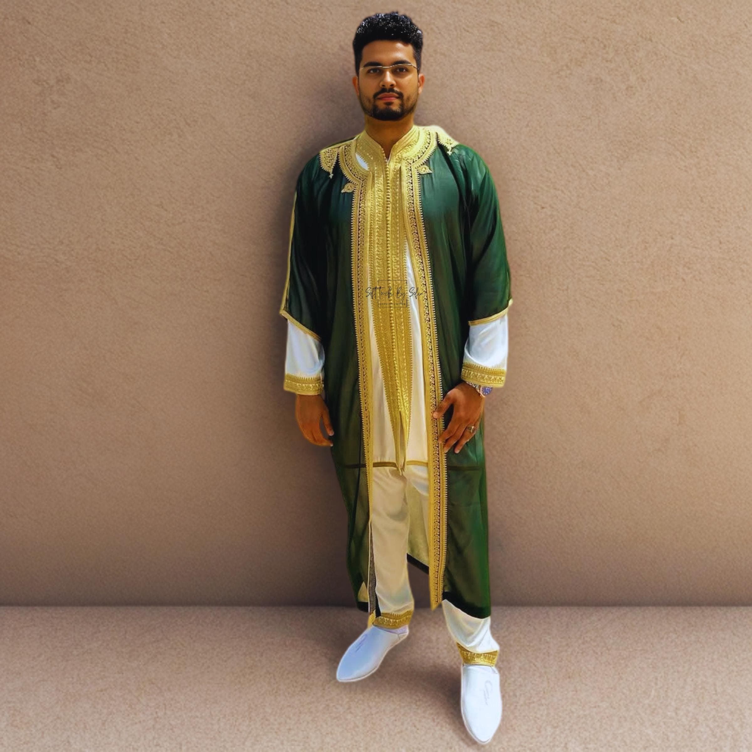 Men's Moroccan Kaftan Jabador Set – Groom Wedding Kaftan Islamic Attire - image 5