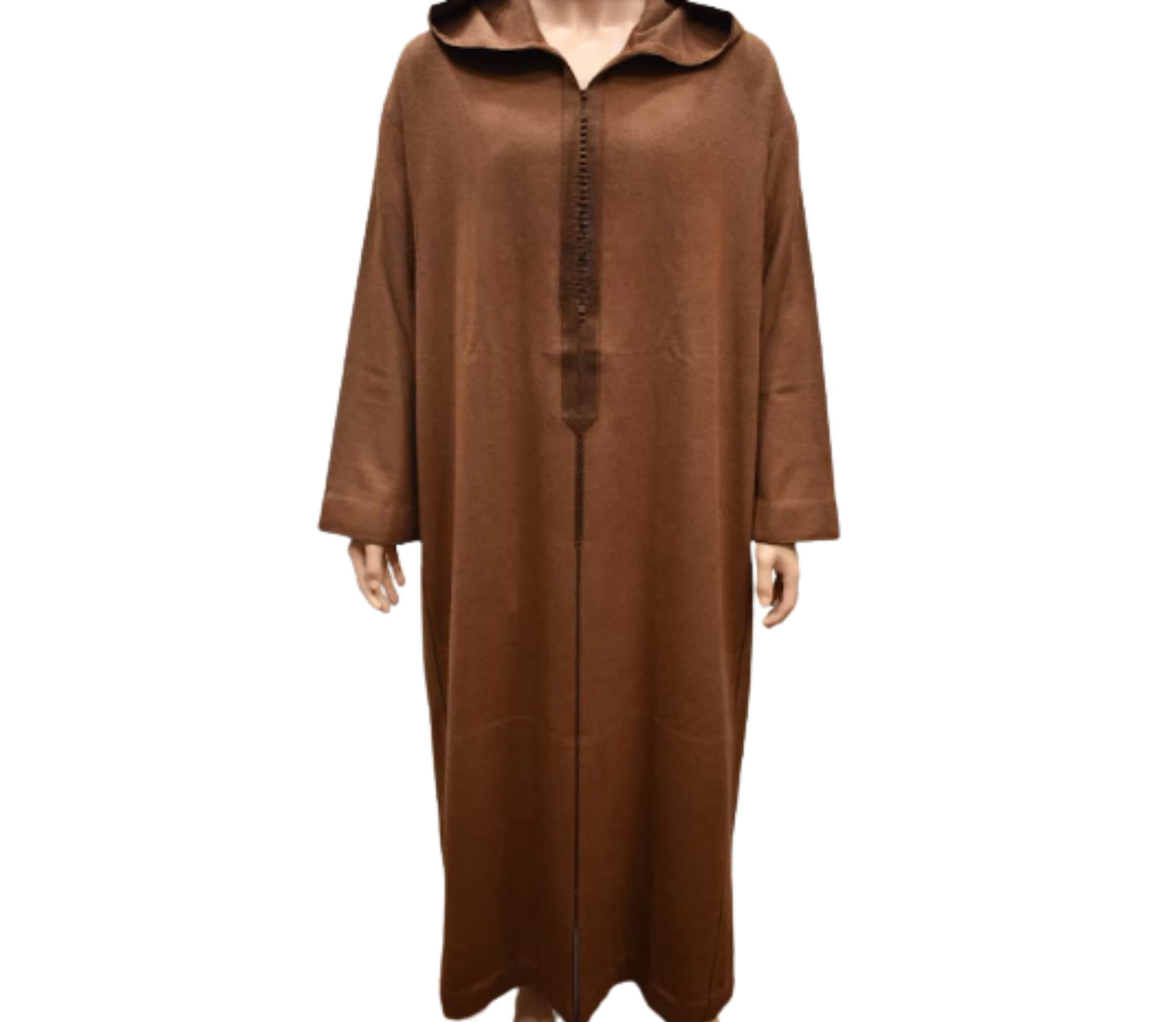 Moroccan Wool Djellaba, Men's Winter Hooded Thobe Coat - image 4