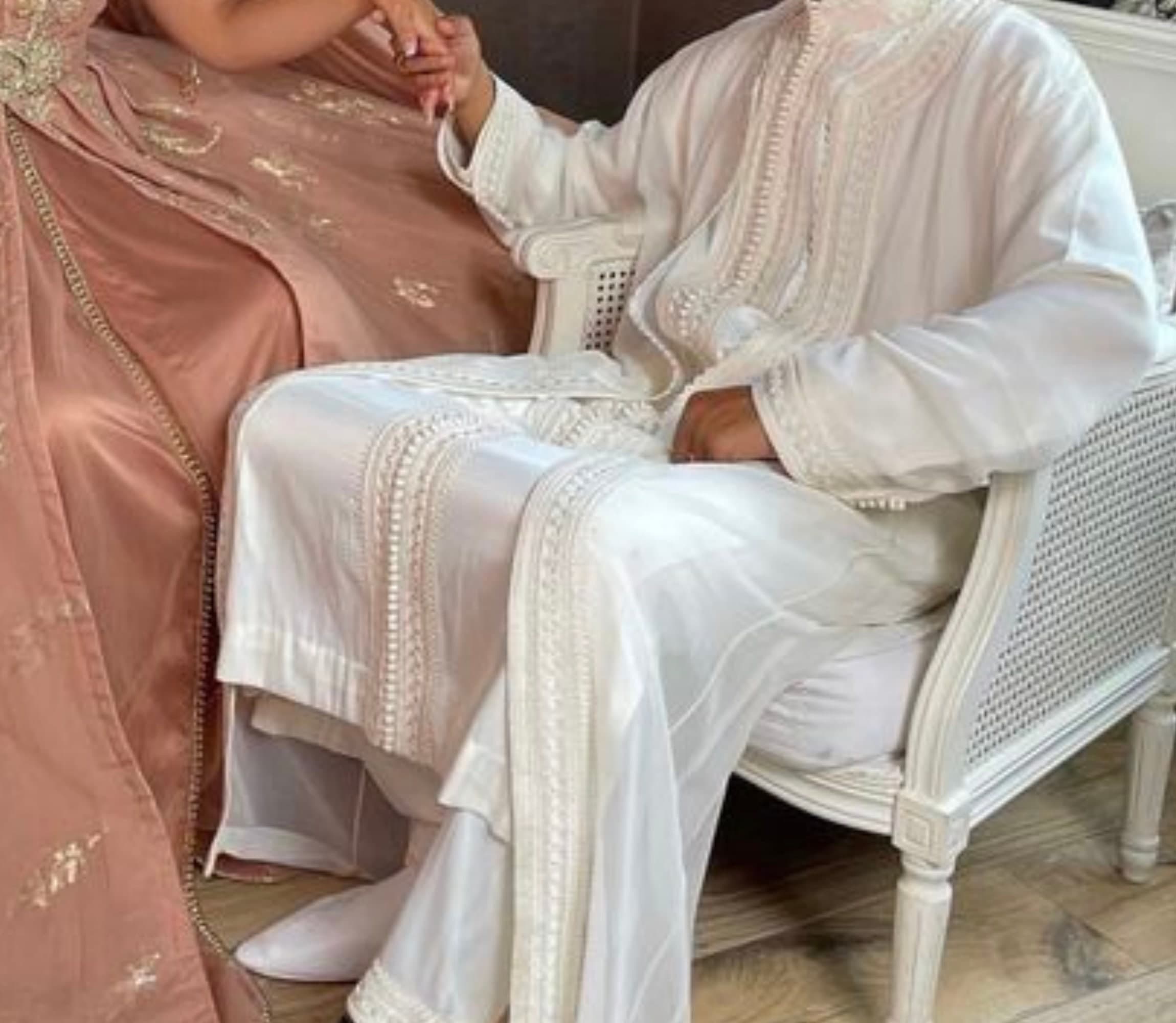 Moroccan Men's Jabador and Thobe Set - long white Wedding Kaftan for Grooms