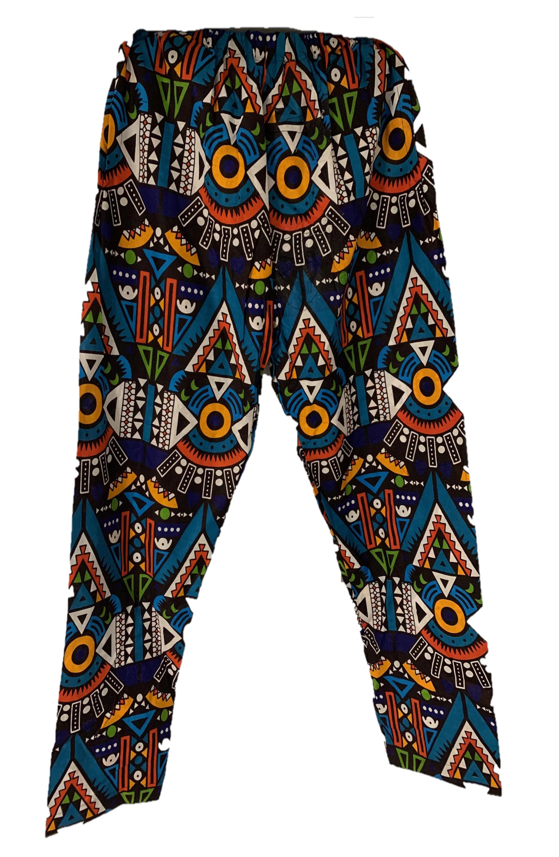 Tribal Pants Traditional Pattern Color Matching Geometric Art Print Pants Africa Ankara Blue Wax Design - image 5