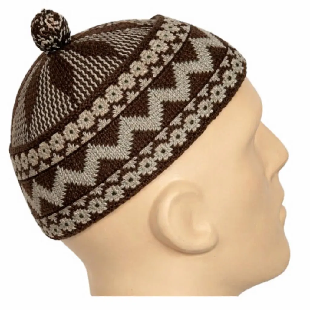 Kufi Hat Brown @ Gray Beanie Men Skullcap Gift Taqiyah Topi Koffi Muslim Prayer Cap - image 2