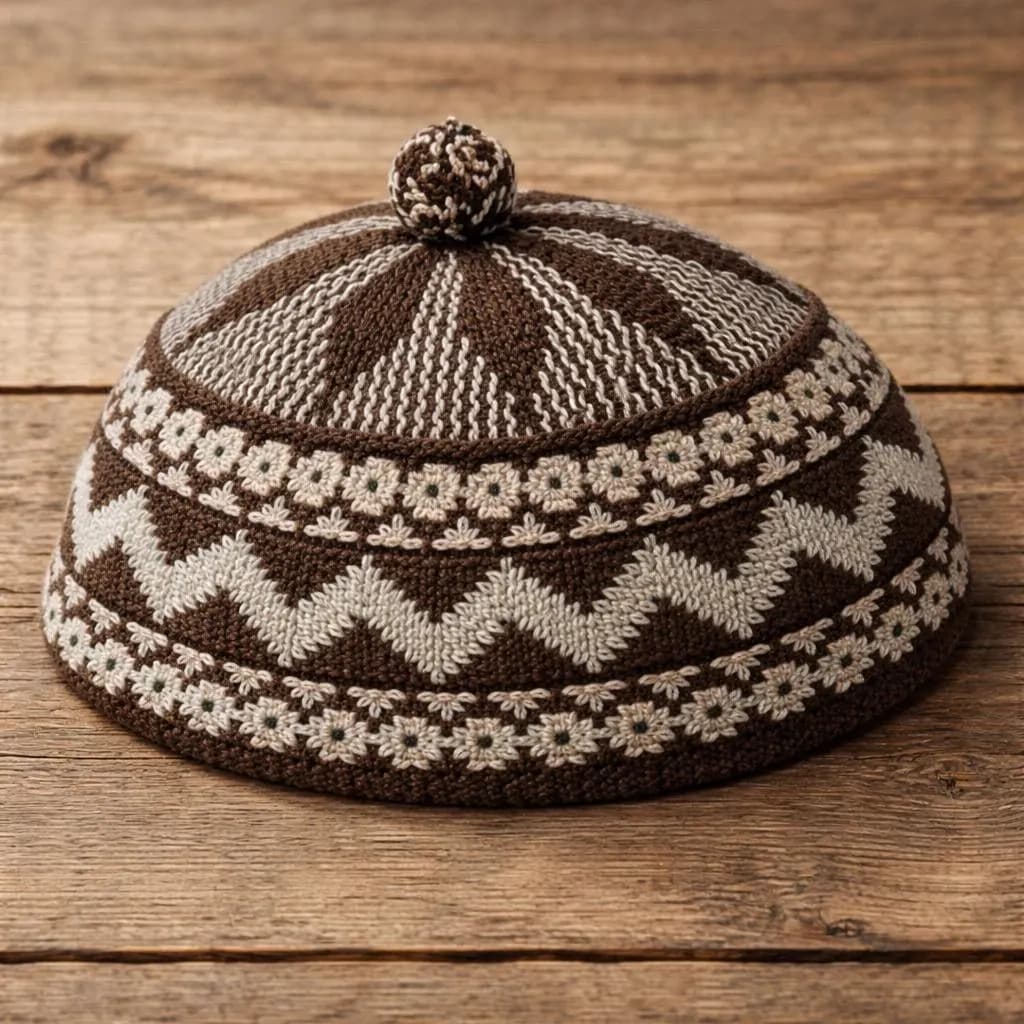 Kufi Hat Brown @ Gray Beanie Men Skullcap Gift Taqiyah Topi Koffi Muslim Prayer Cap