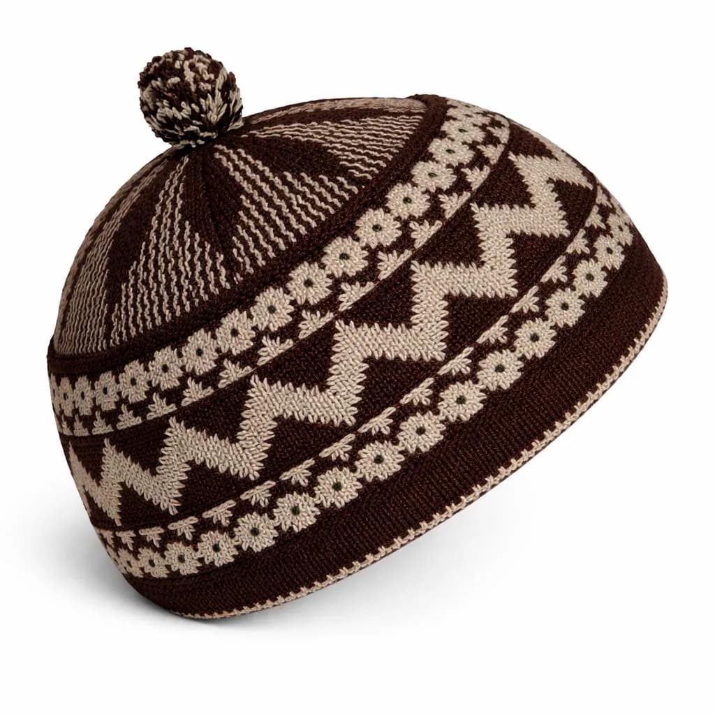 Kufi Hat Brown @ Gray Beanie Men Skullcap Gift Taqiyah Topi Koffi Muslim Prayer Cap - image 4