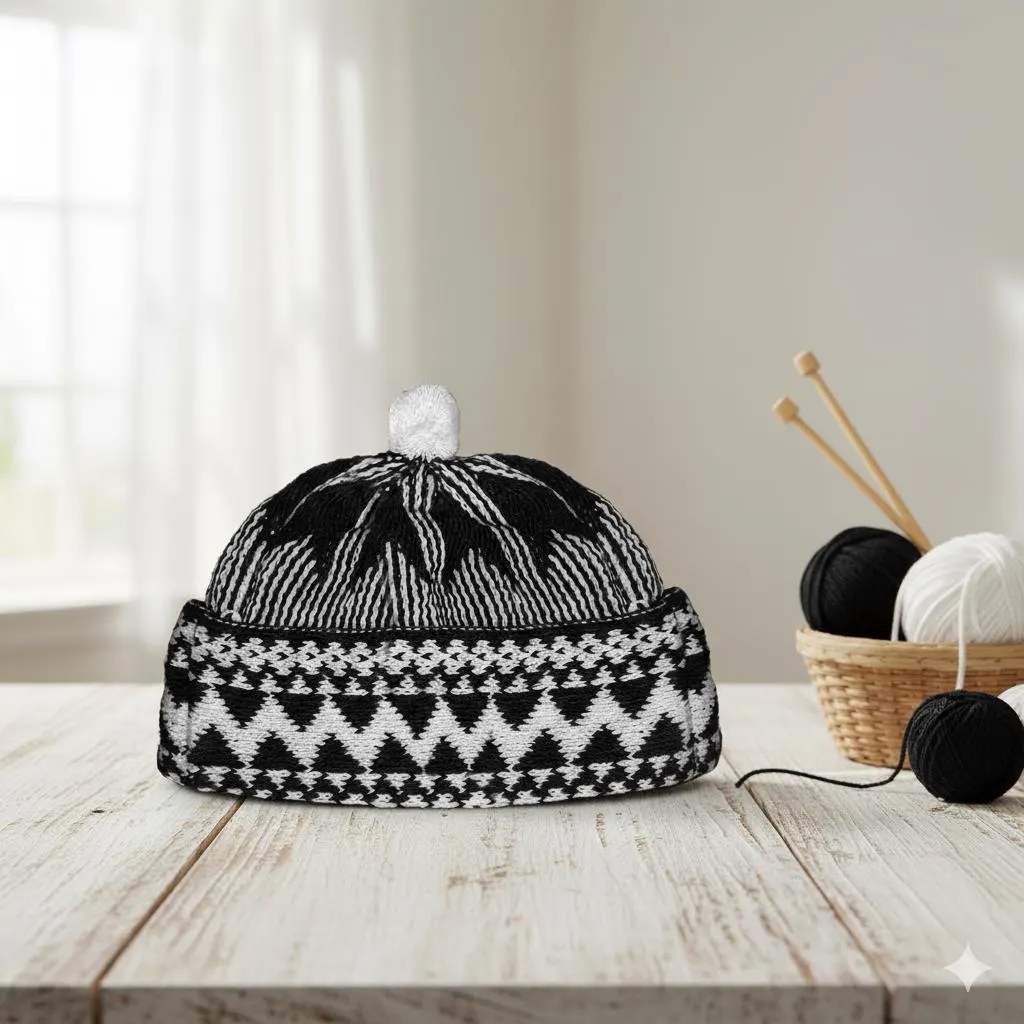 Black Kufi Hat Haji Cap Muslim Zigzag Beanie Skull Cap Senegalese Lafa Turkish Hat Islamic hats - image 3