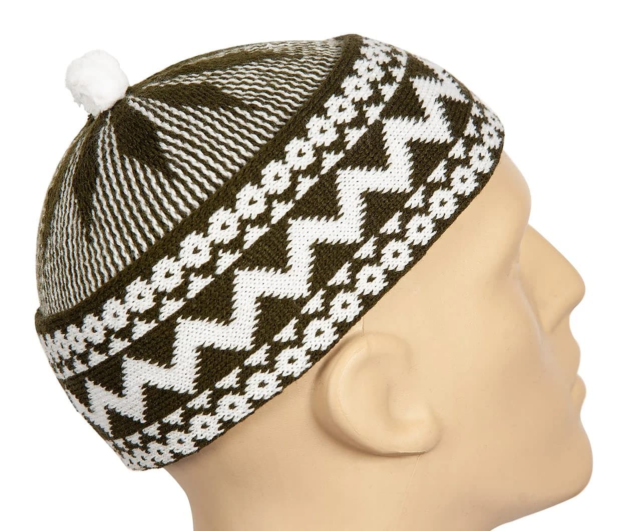 Olive Taqiyah Kufi Skull Cap, Traditional African Hat, Senegalese Lafa, Zigzag Beanie Muslim Prayer Hat Gold - image 3
