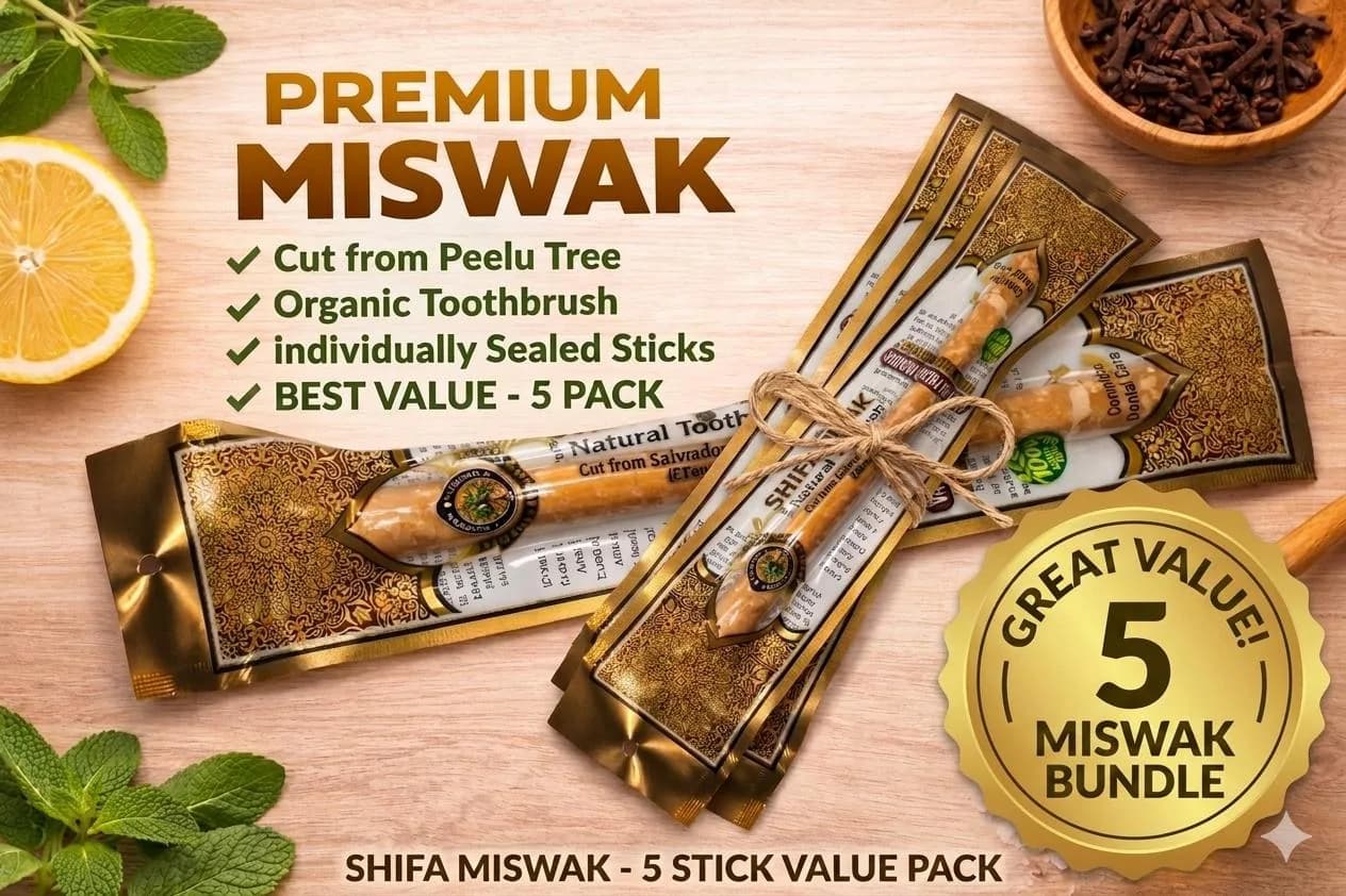 5 Pcs Natural Organic Miswak, Traditional Sewak Toothbrush Stick, Halal Sunnah Islamic Gift, Chemical Fluoride Free Oral Care, Fresh Breath - image 3
