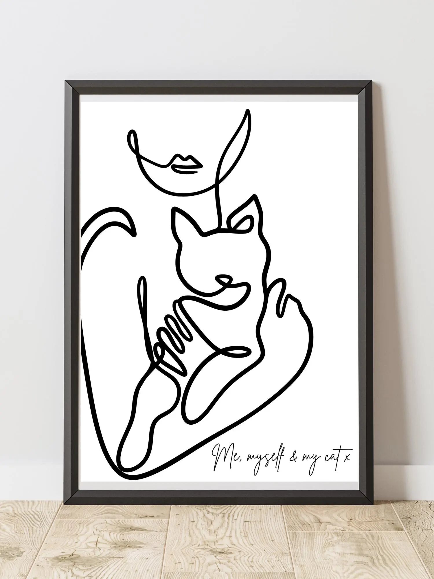 Minimalist Cat Line Art Print: Black and White Home Decor (Digital Download) Cat print Cat wall art Cat lovers