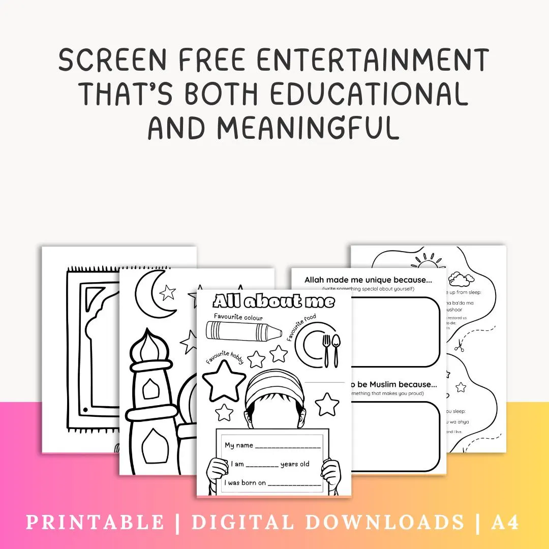 Islamic Kids Activity & Colouring Sheets – A4 Printable Bundle | Islam, Ramadan, Eid, Fun - image 3