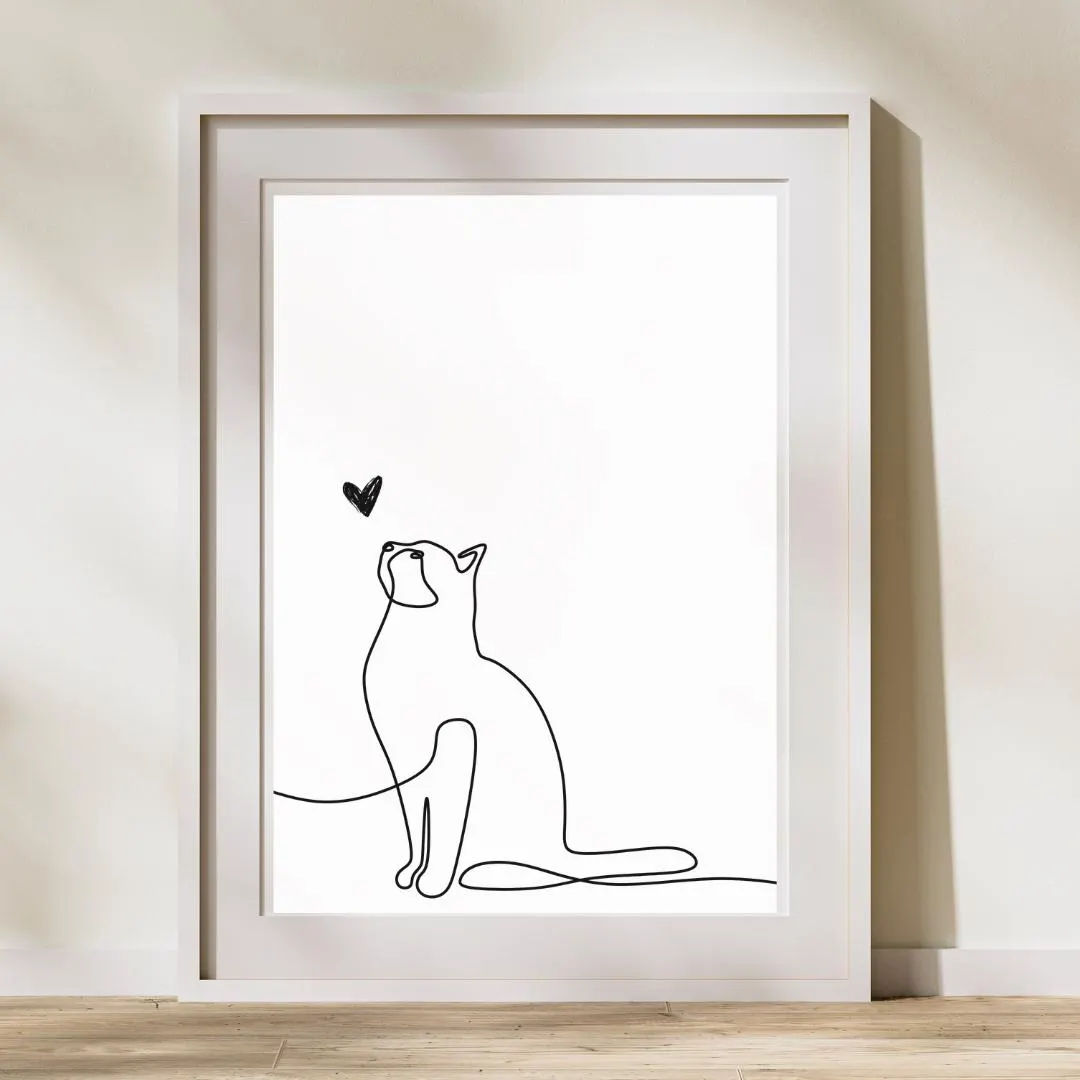 Minimalist Cat Art: Black and White Set (Digital Download) - image 4