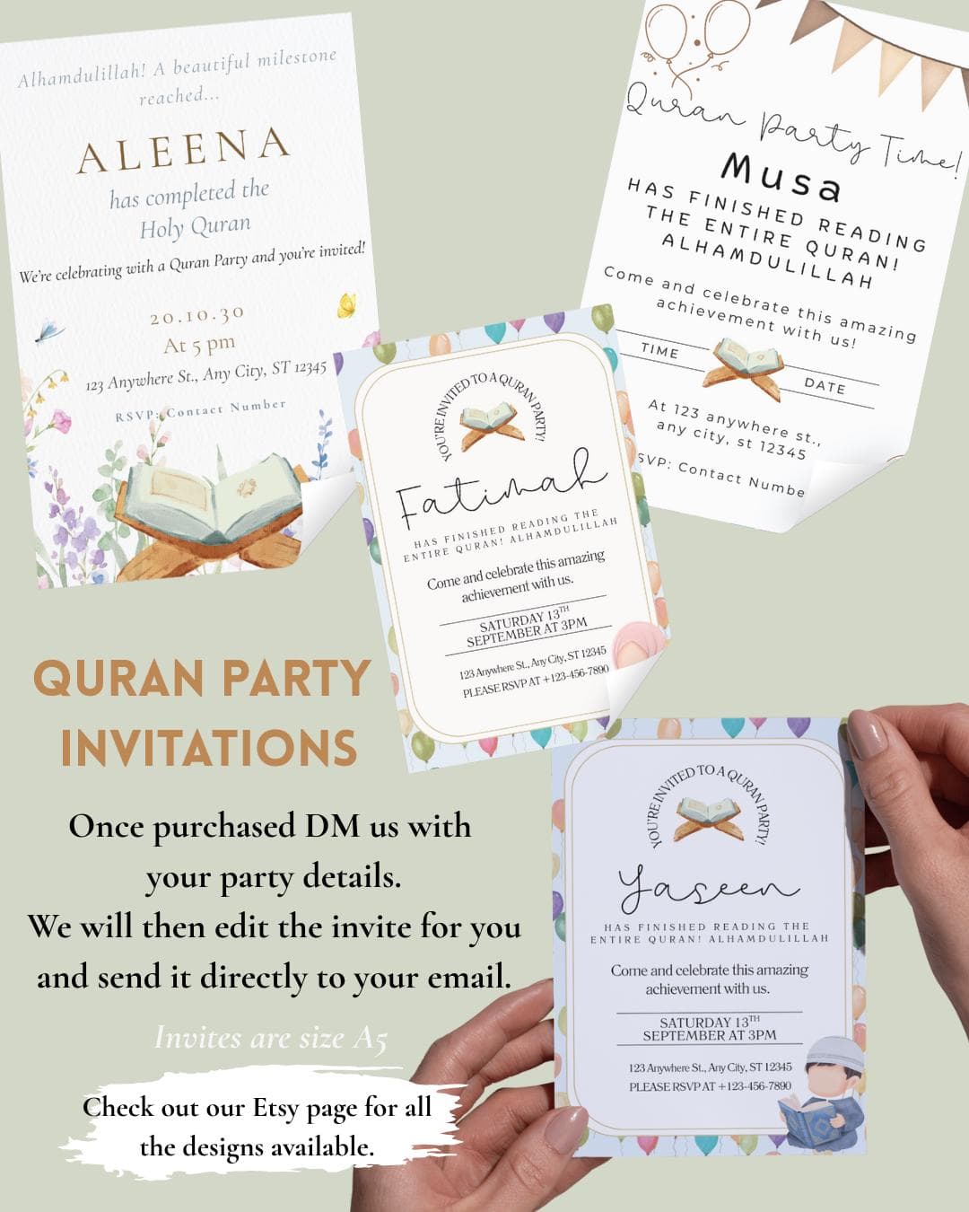 Quran Party Invitation: Islamic Kids Celebration (PDF File A5) - image 3