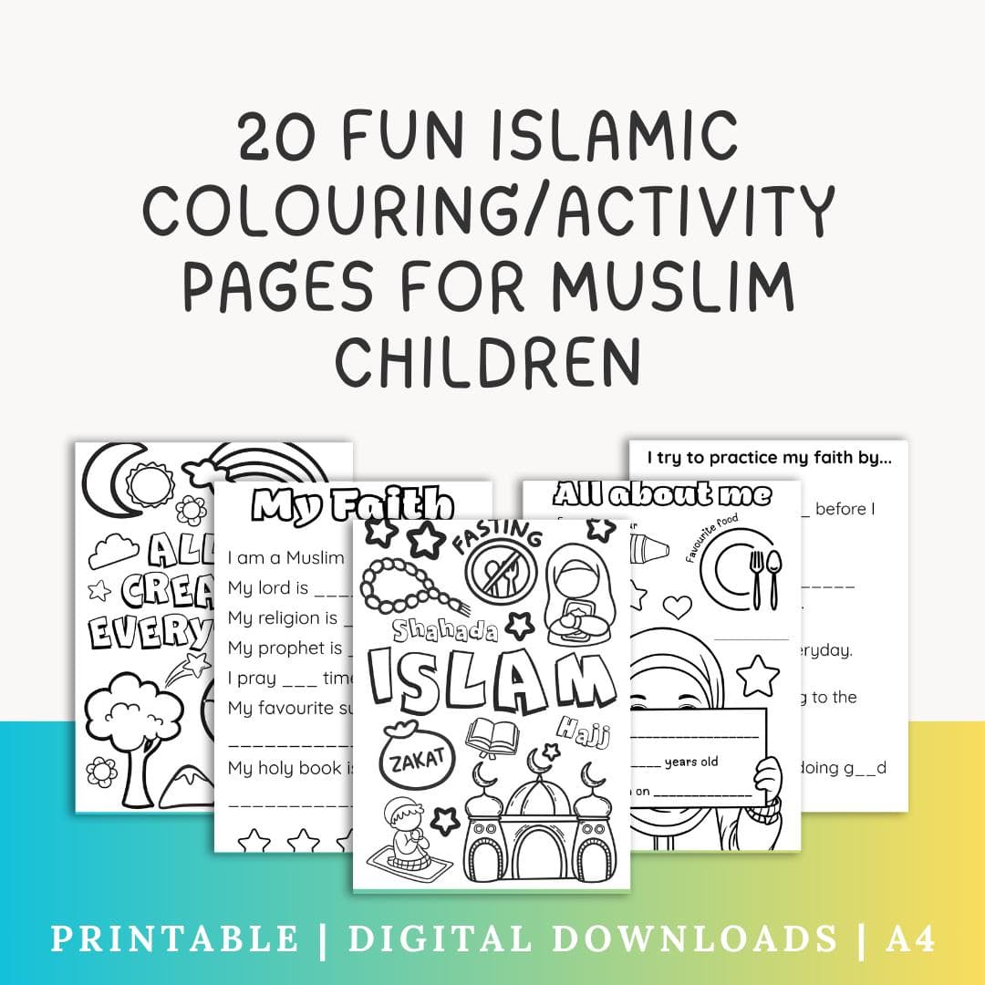 Islamic Kids Activity & Colouring Sheets – A4 Printable Bundle | Islam, Ramadan, Eid, Fun