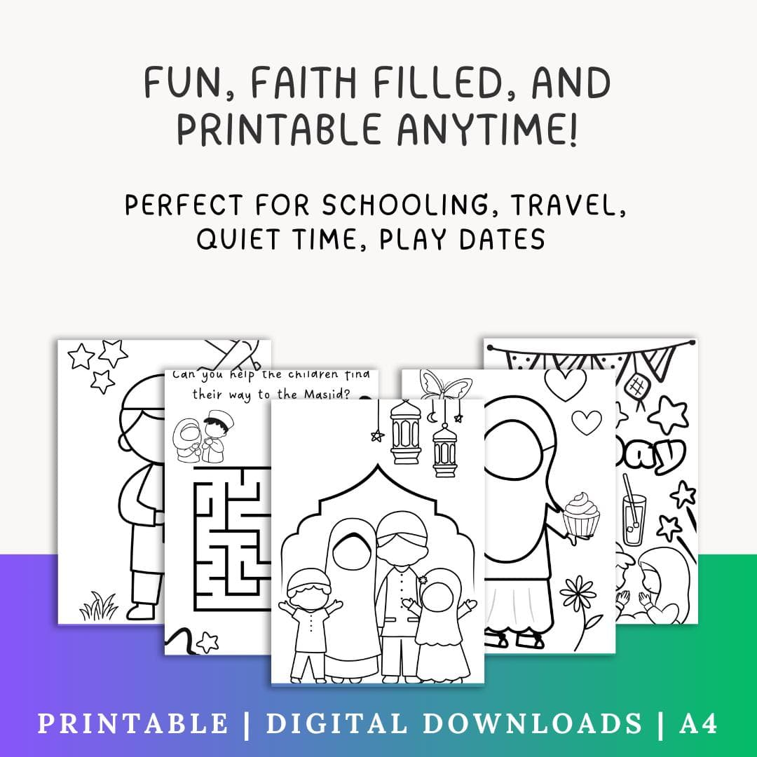 Islamic Kids Activity & Colouring Sheets – A4 Printable Bundle | Islam, Ramadan, Eid, Fun - image 5