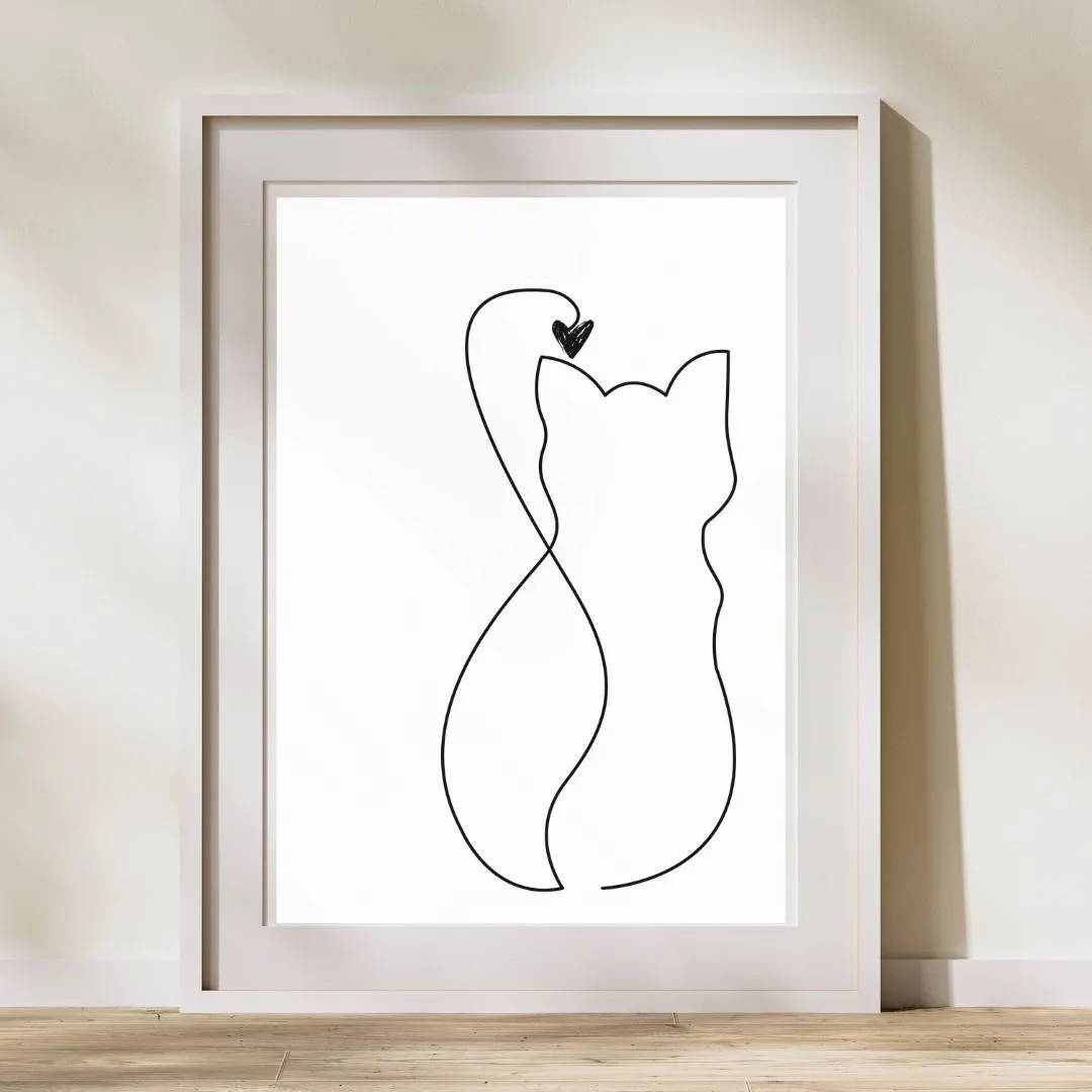 Minimalist Cat Art: Black and White Set (Digital Download) - image 3