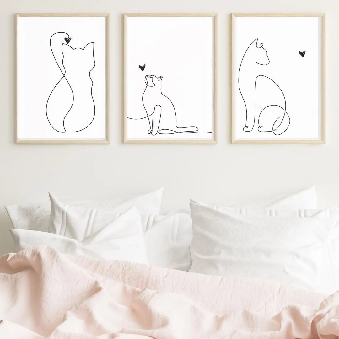 Minimalist Cat Art: Black and White Set (Digital Download)