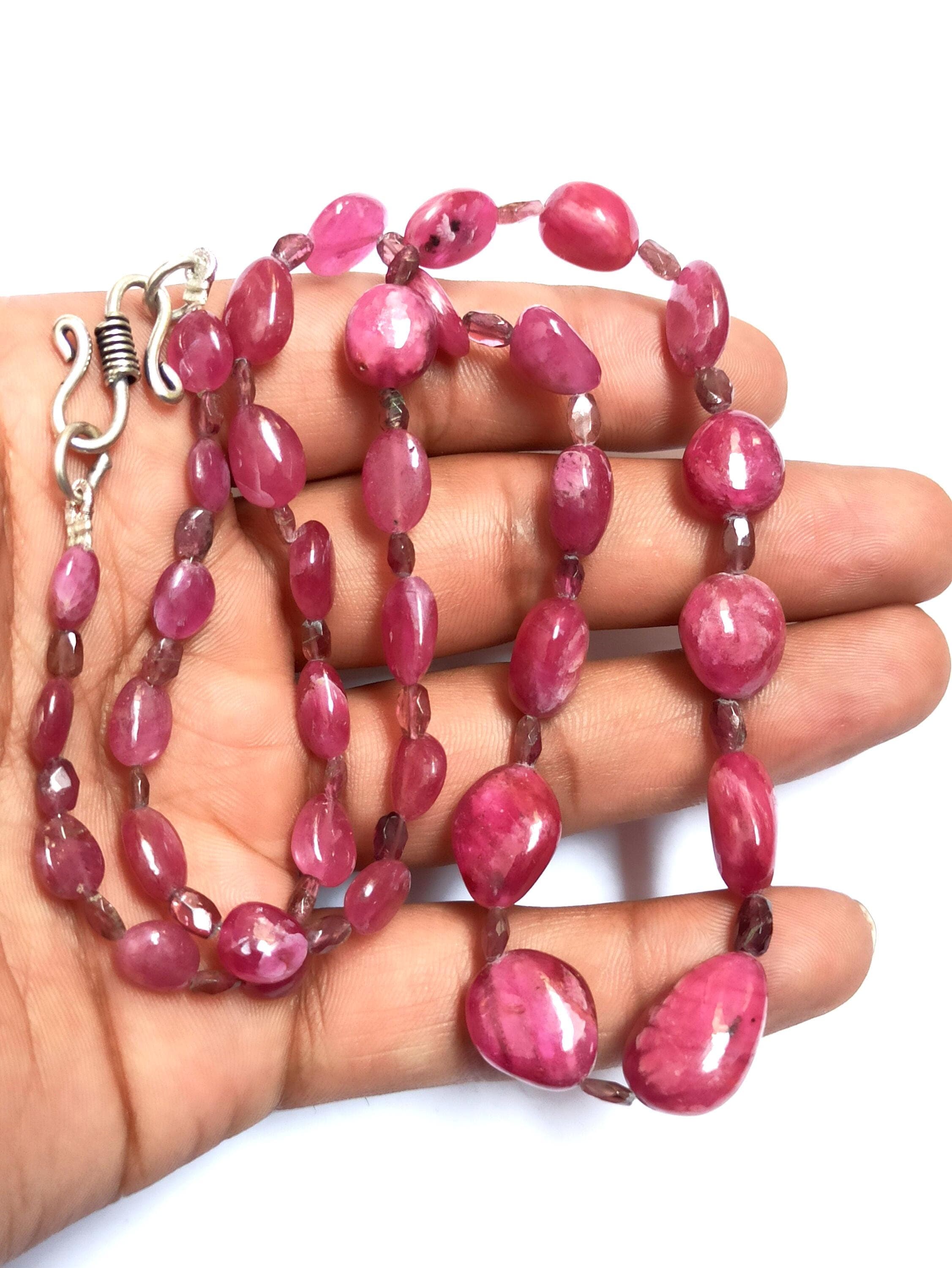 Natural Ruby Necklace, 203 Carat Tumbled Ruby Beads, 20" Gemstone Jewelry - image 3