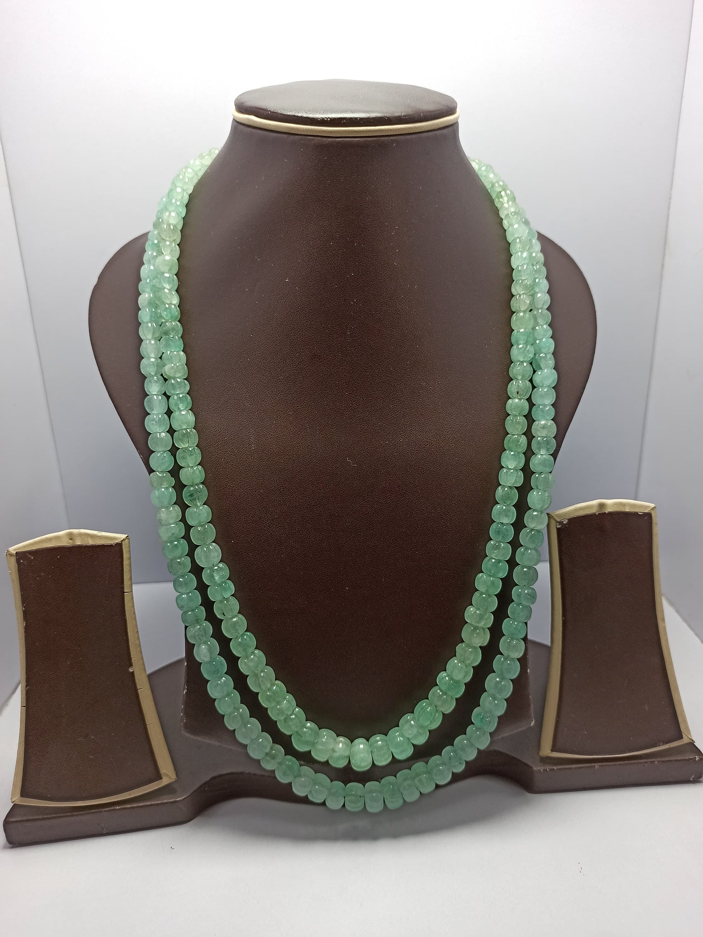 Natural Russian Emerald Pumpkin Cut Necklace Fine Quality Gemstones, Adjustable Cord - image 3