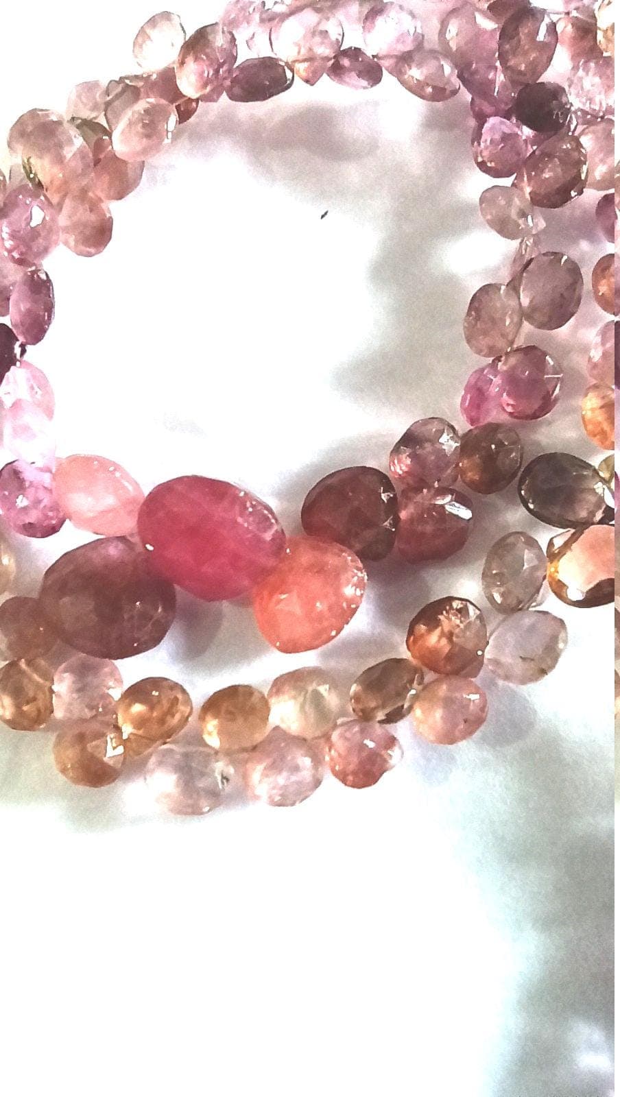 Pink Tourmaline Heart Briolette Faceted Beads, Natural Healing Gemstone for Necklace & Earrings DIY - image 3