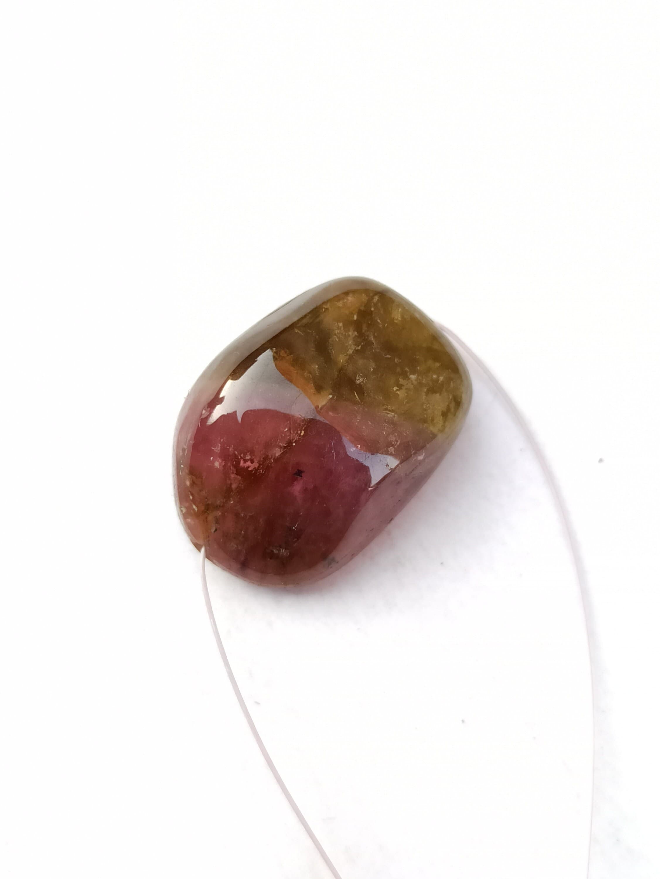 Natural Watermelon Tourmaline Beads 24 Cts Oval Smooth Tumble, AAA Grade