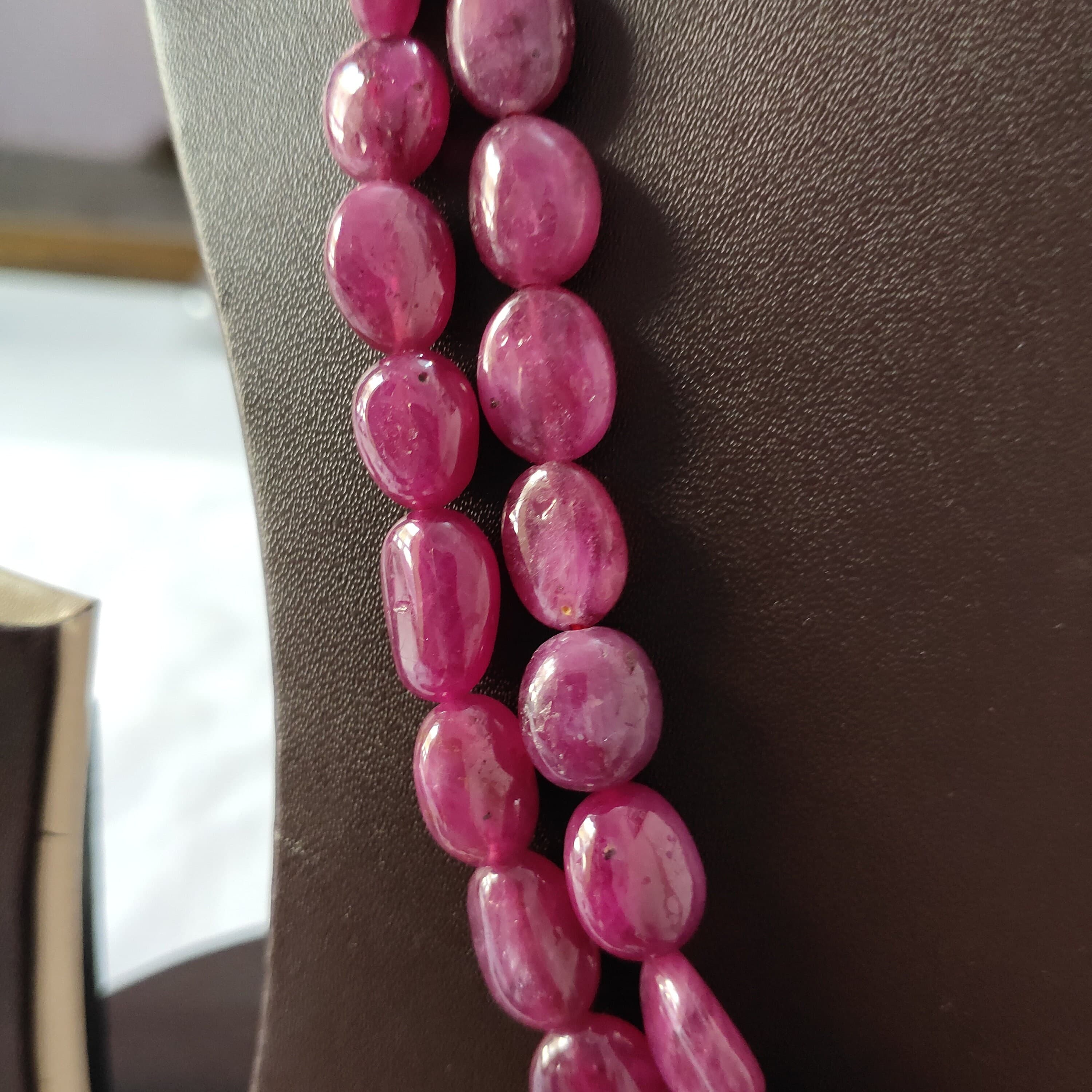 Natural Ruby Tumble Bead Necklace: Adjustable Gemstone Jewelry - image 5