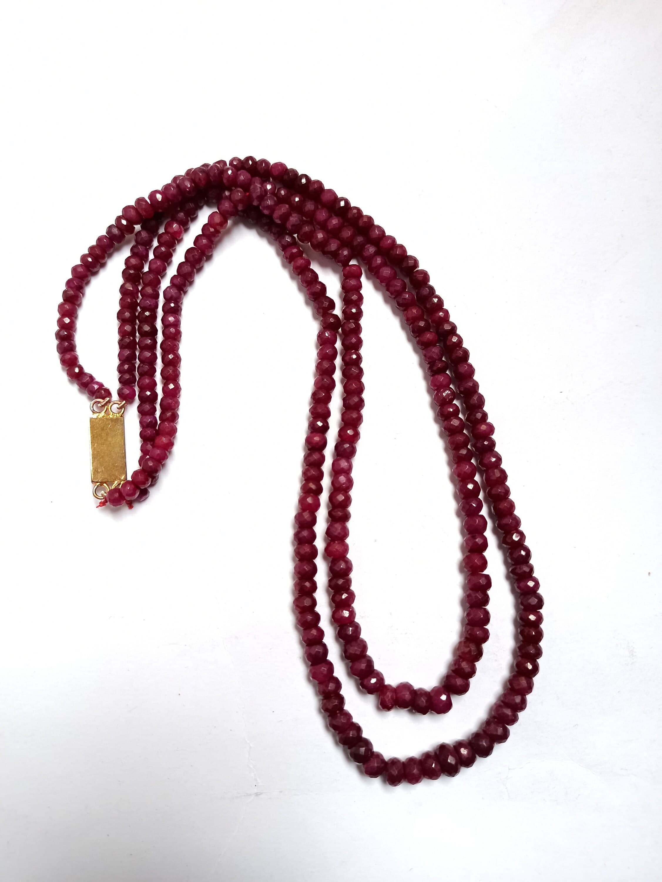 Natural Ruby Corundum Necklace – Diamond Cut Rondelle Beads, 20" Strand, AAA Purity - image 5