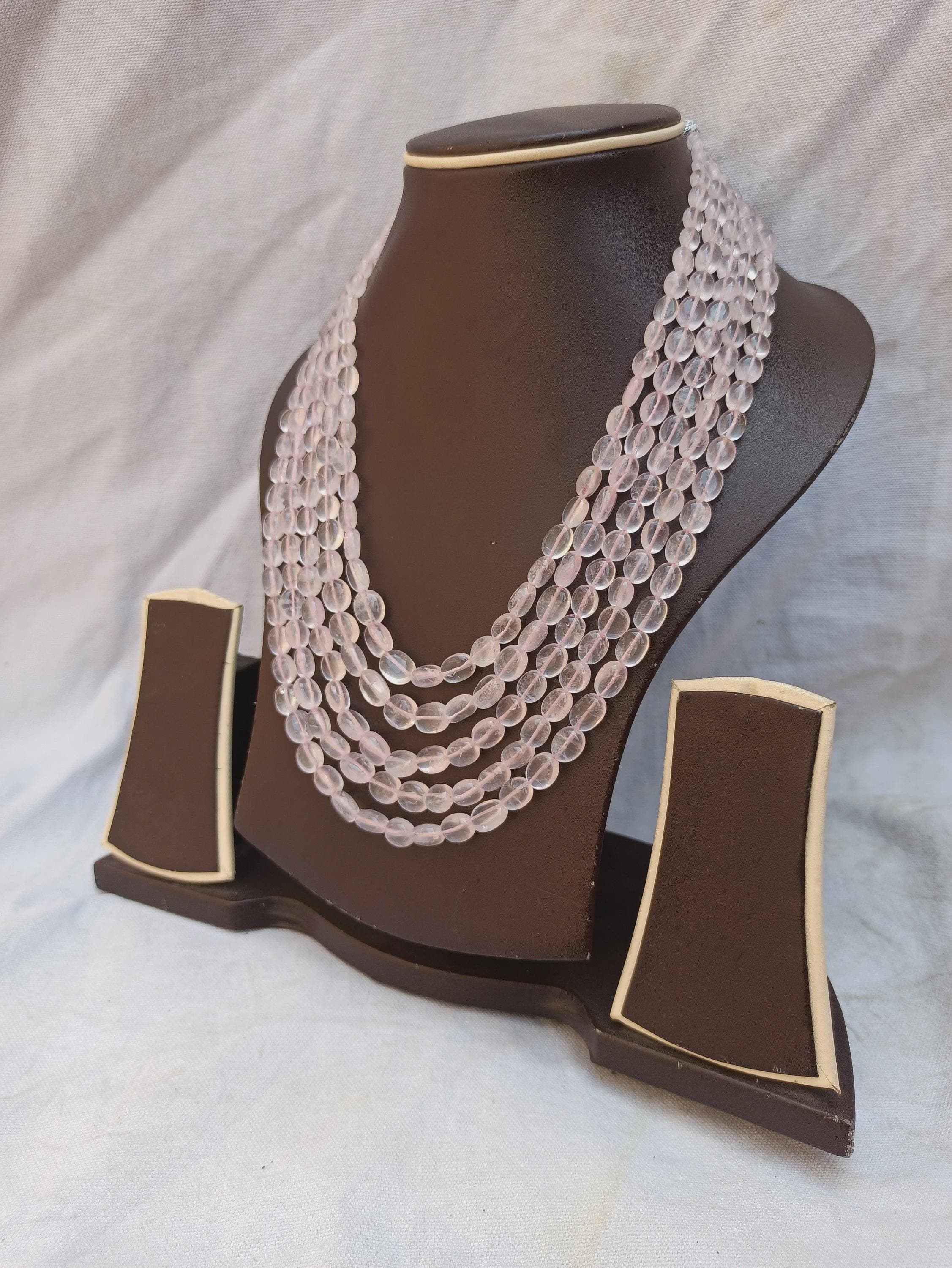 Rose Quartz Tumble Bead Necklace Adjustable Healing Gemstone Jewelry Heart Chakra Crystal - image 4