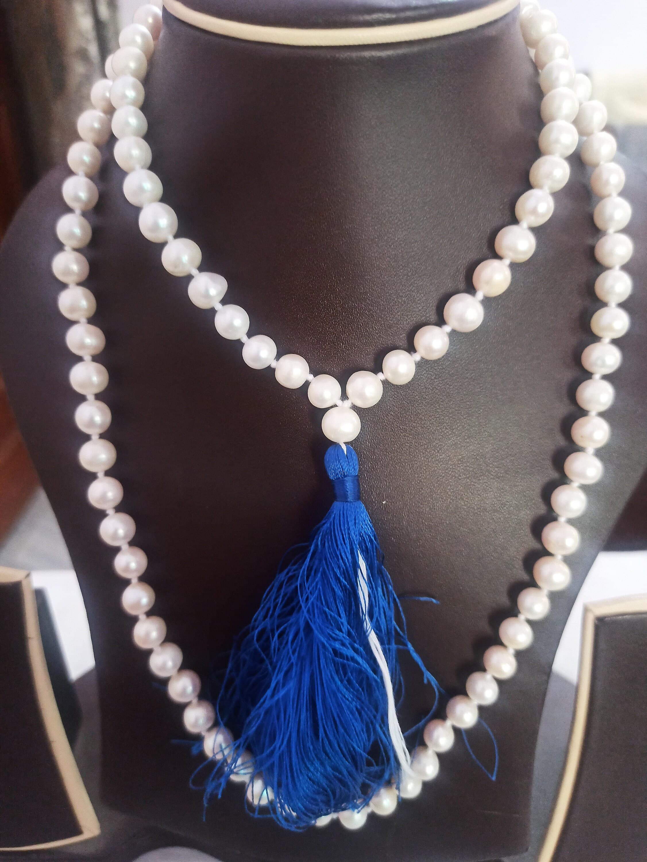 Freshwater Pearl Japa Mala: Handmade 108 Bead Meditation Necklace - image 3